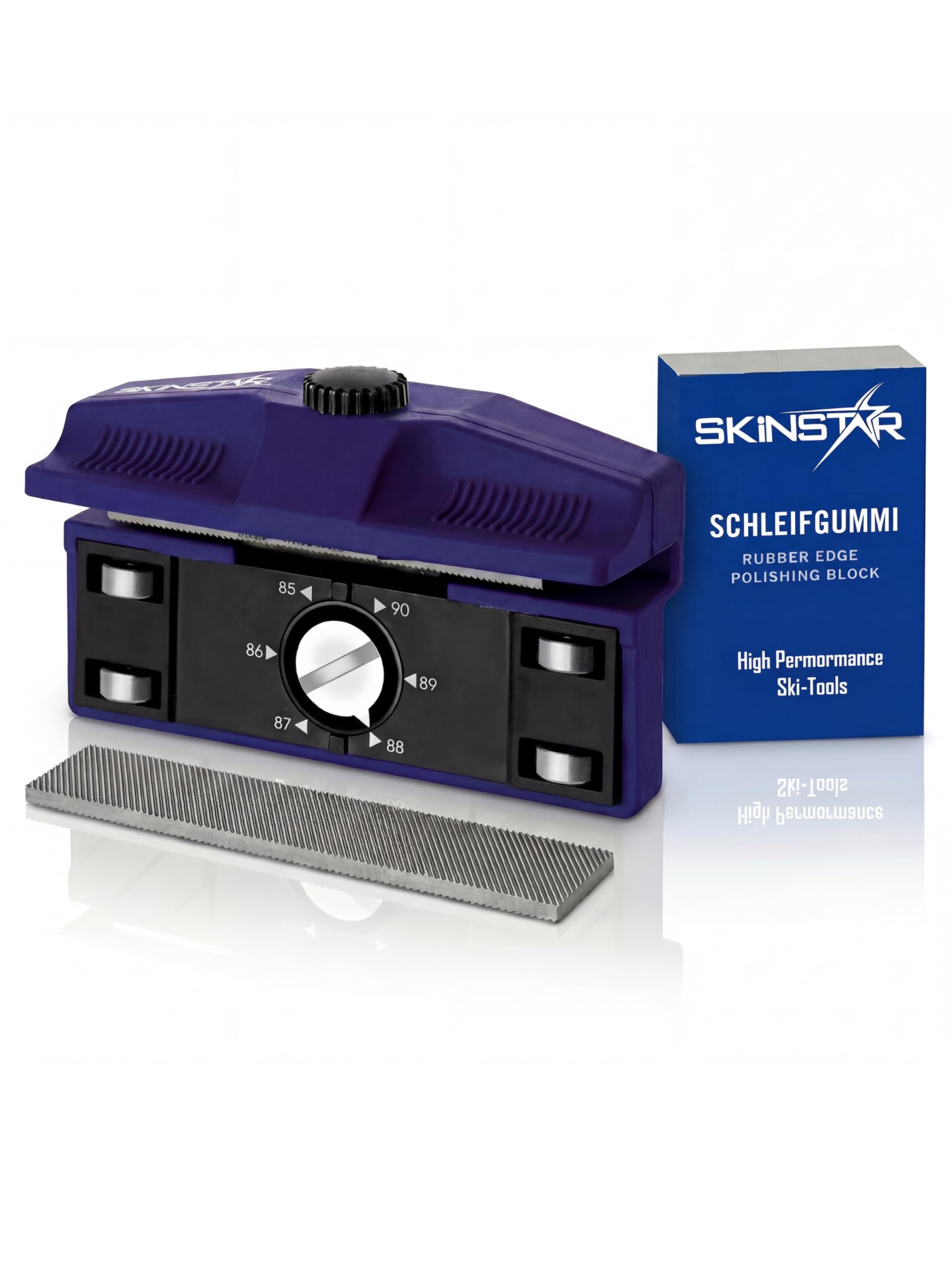 SkinStar Ergo Sharp Profi Edger Kantenschleifer 90-85 | Seitenkantenschleifer Fuer Ski & Snowboard | belagseitige Gleitrollen | inkl. Schleifgummi zum Entgraten | Made in Italy