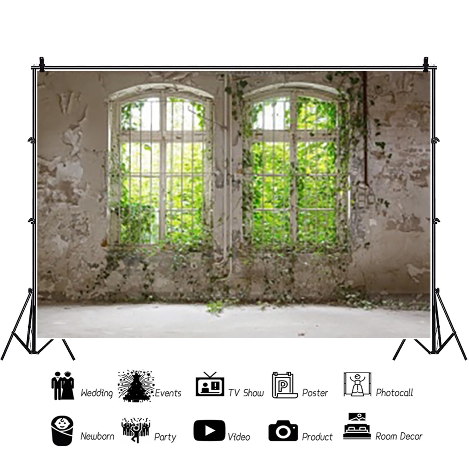 YongFoto 3x2,5m Vinile Fondale Foto Vecchia pianta industriale rovinata abbandonata Sfondo Fotografico Fotografia Sfondo Studio Prop Decorazione 7x5ft