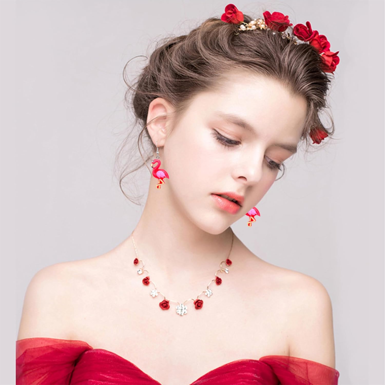 QUPENGXU 2 Pairs Unique Marine Animal/Flamingo Drop Earrings For Women Statement Origami Dangle Earrings For Women Gift - Image 4