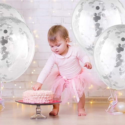 Miniatura 6 de 10 globos de confeti con purpurina de 18 pulgadas, globos de papel con puntos de confeti, globos grandes de látex de confeti brillante para