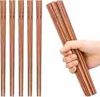 Bacchette Di Legno Naturali Riutilizzabili - 10 Paia 25cm Per Sushi E Cucina Asiatica - Foto 7