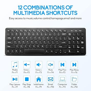 Wireless Keyboard and Mouse Combo, Compact Quiet Wireless Keyboard and Mouse Set 2.4G Ultra-Thin Sleek Design for Windows, Computer, Desktop, PC, Notebook, Laptop (Black01)