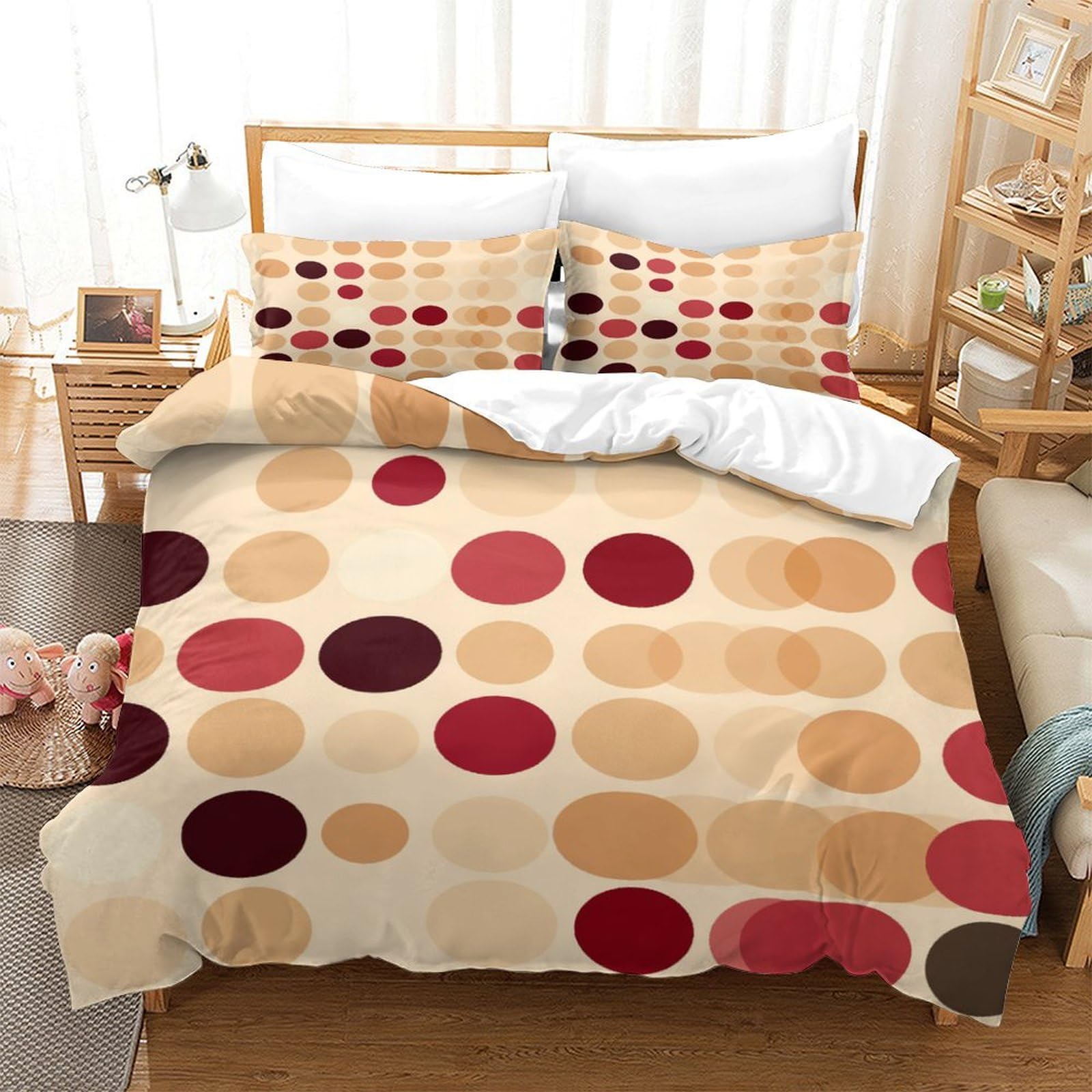 P1S9U7W5Y Modern Dots 3D Printed Duvet Cover Set 3pcs Microfiber Geometric Bedding Set King