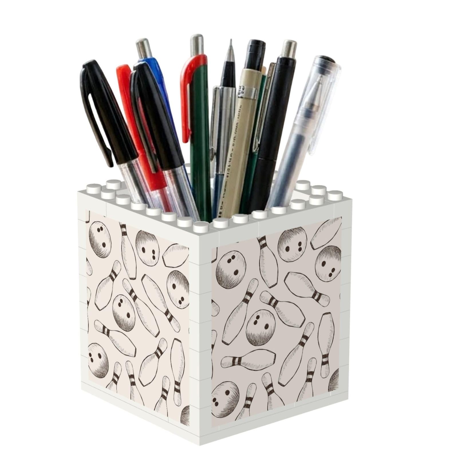 Poadnly Bowling Pins And Balls, Pen Pot Pencil Holder for Office Home School, Compact Desk Organiser for Office Stationery