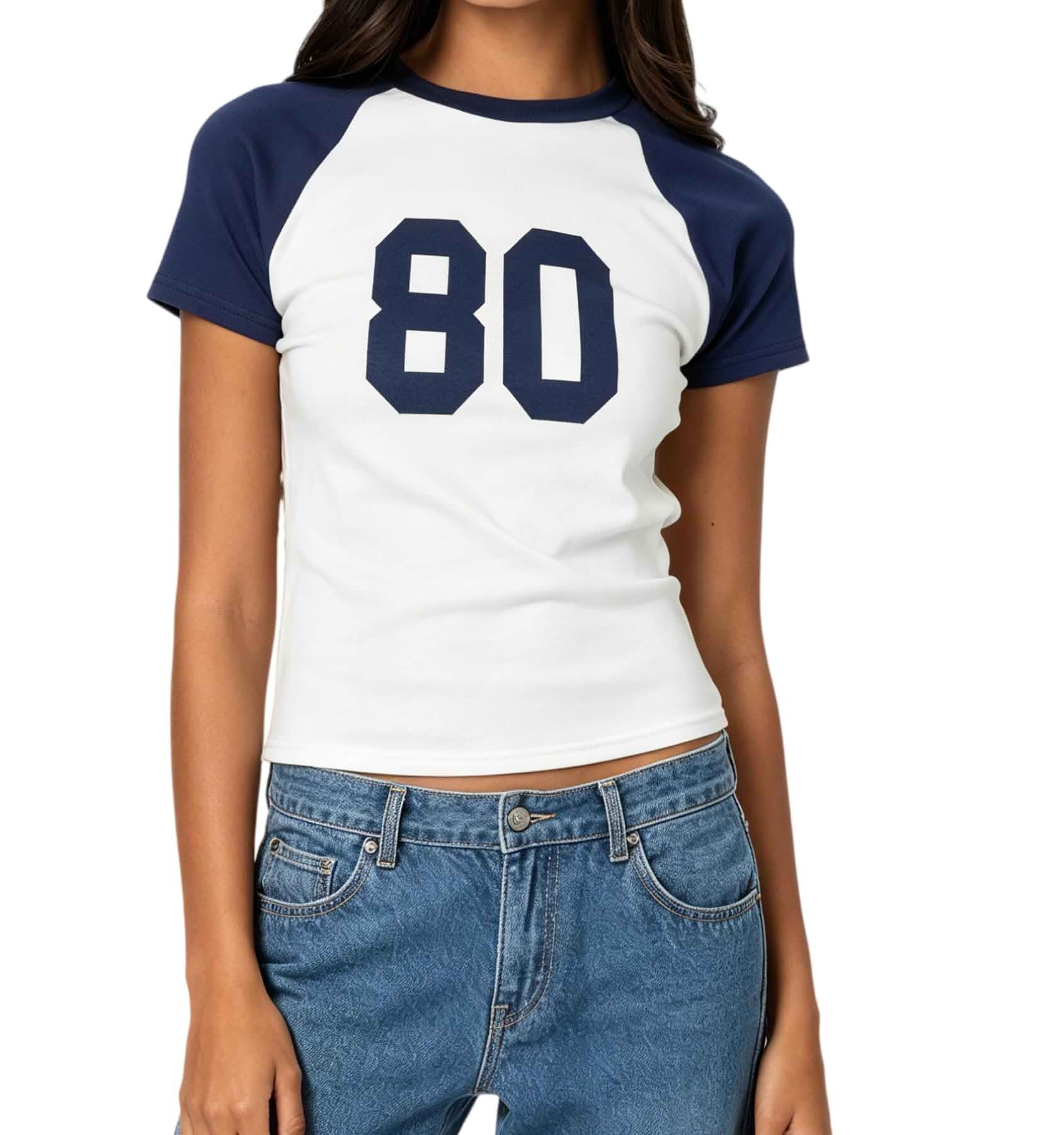 Jersey Baby Tees for Women Short Sleeve Number Print Baseball Tee Shirts Y2k Summer Slim Fit Cropped Shirt Top Number Print