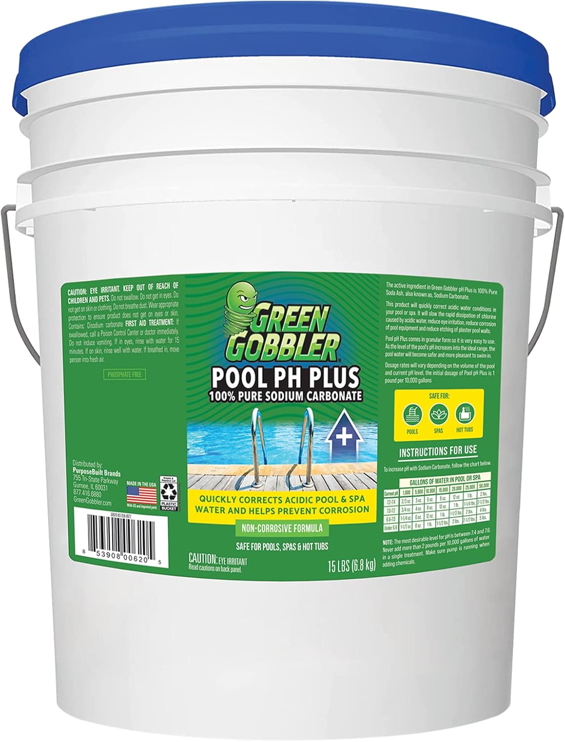 pH Increaser for Hot Tub & Pool | Pure Soda Ash, Sodium Carbonate | 15 lb