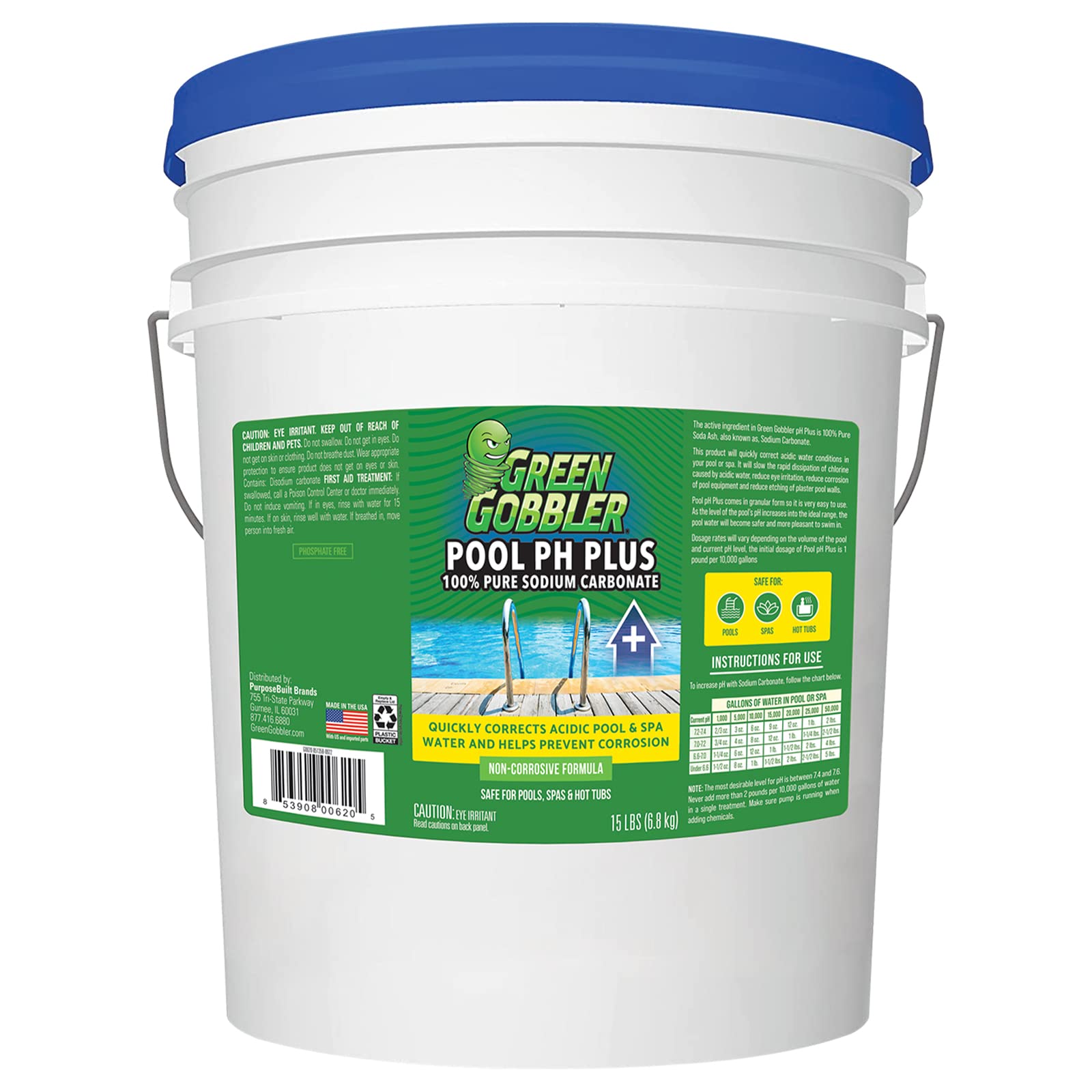 pH Increaser for Hot Tub & Pool | Pure Soda Ash, Sodium Carbonate | 15 lb