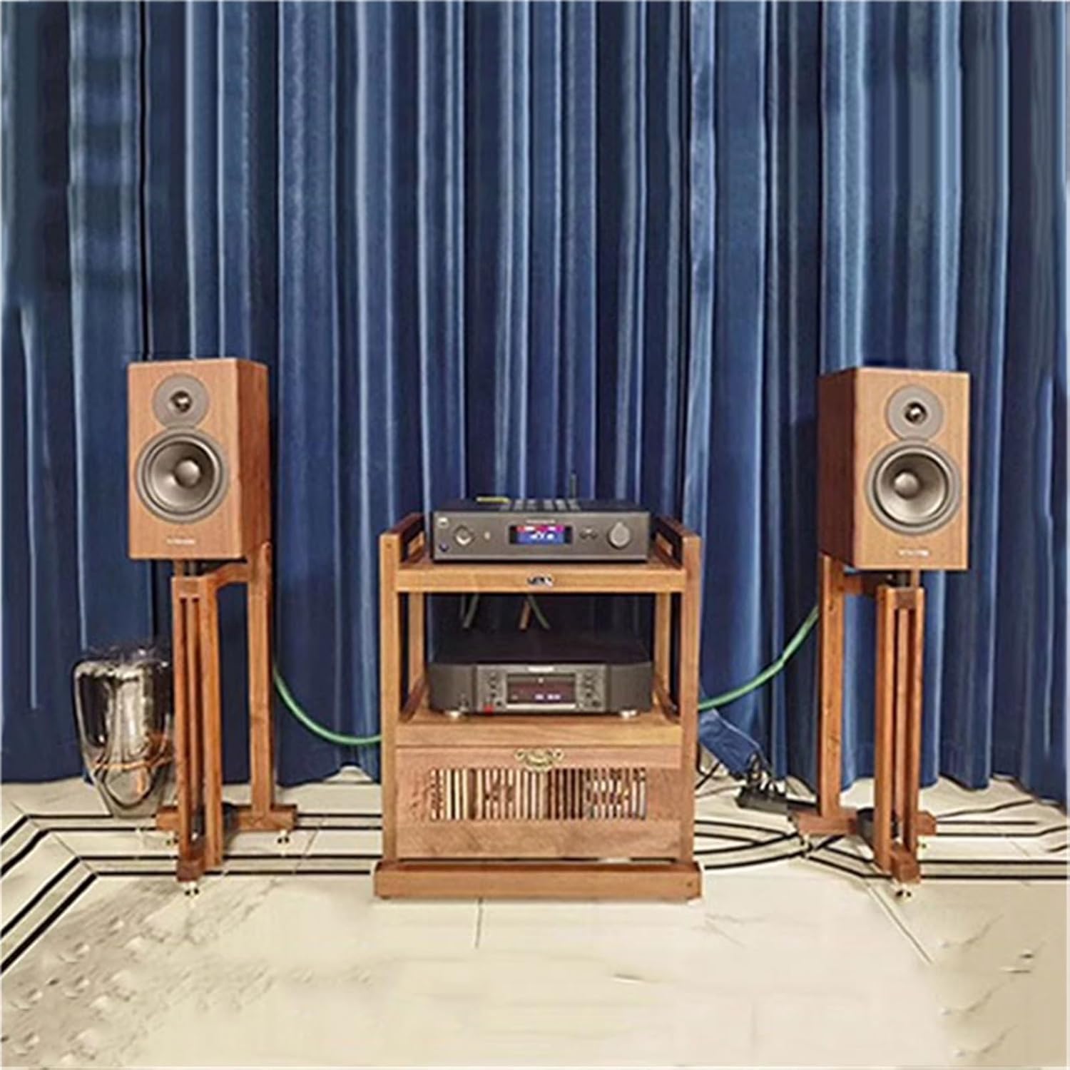 Speaker Stand Audio Rack, Amplifier Cabinet, Amplifier Rack, Sound Rack, Solid Wood Cabinet, Professional Placement Rack with Drawer, Sound Cabinet Floor Stand (61 x 53 x 91 cm)