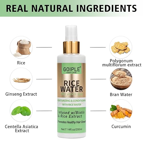 Miniatura 3 de "Agua de arroz WOZUTUNT para el crecimiento del cabello, 7.14 onzas líquidas sin enjuague, productos para el cuidado de mujeres y hombres, aerosol,