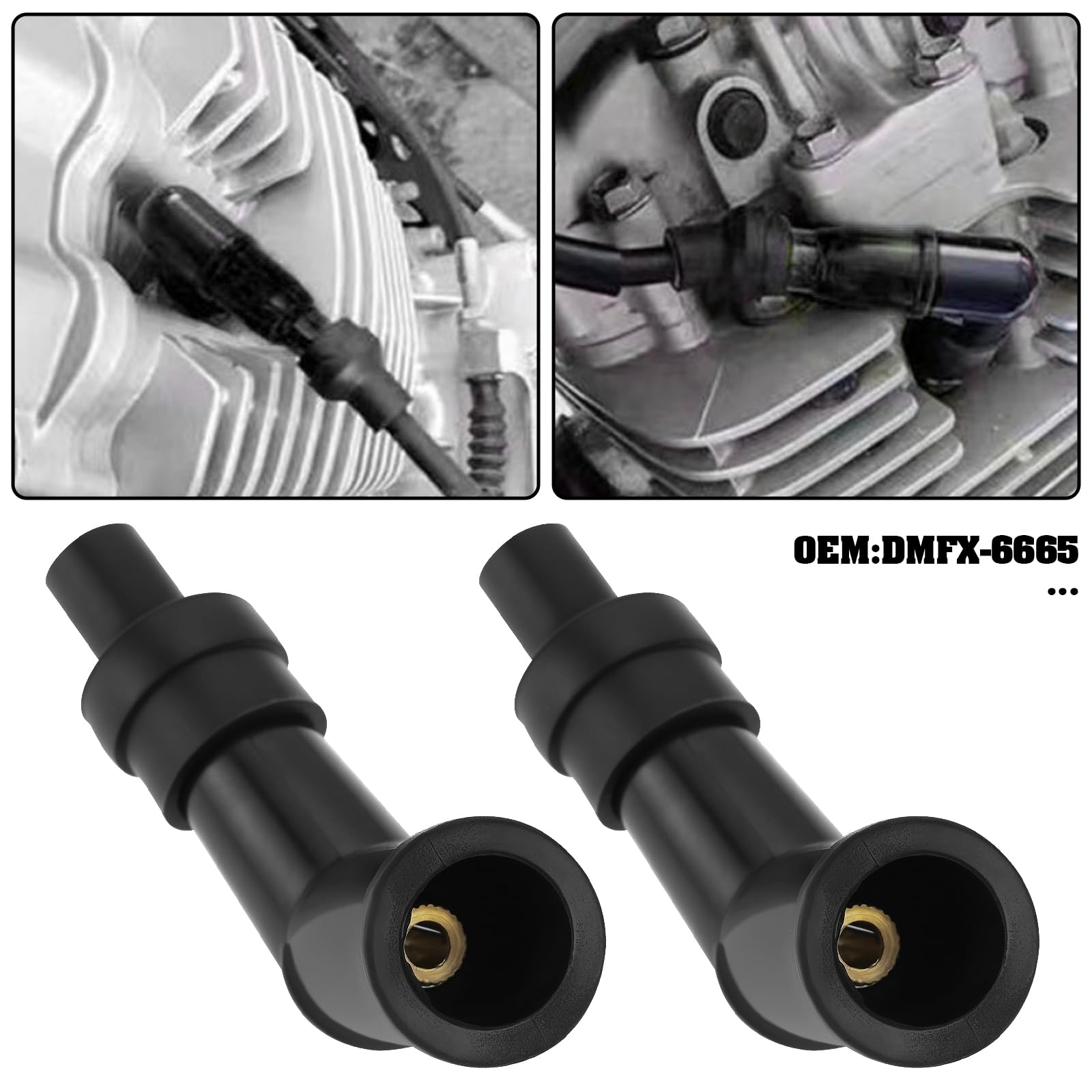 eMagTech 2 Pieces Motorcycle Spark Plug Cap M4 Threaded Spark Plug Cores Resistor Cap DMFX-6665 Compatible with Aprilia Scarabeo Black