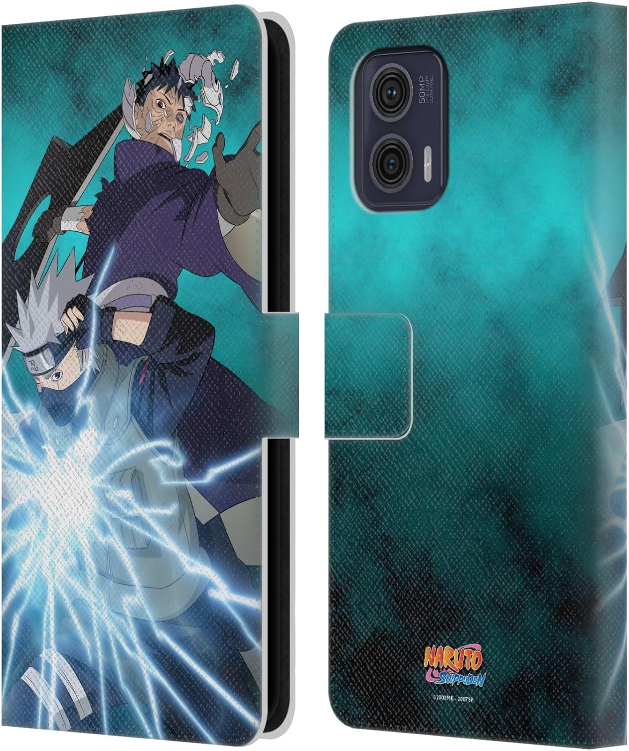Head Case Designs Officially Licensed Naruto Shippuden Obito and Kakashi Key Art Leather Wallet Case Compatible with Motorola Moto G73 5G