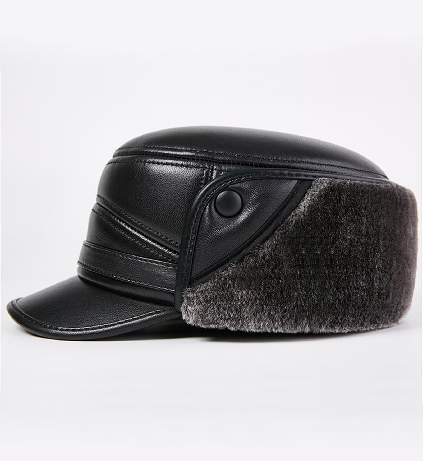 Cappelli Invernali con Visiera e Paraorecchie - Cappello Aviatore Foderato in Pelliccia Sintetica Berretto da Baseball Cappello da Trapper in Pelle
