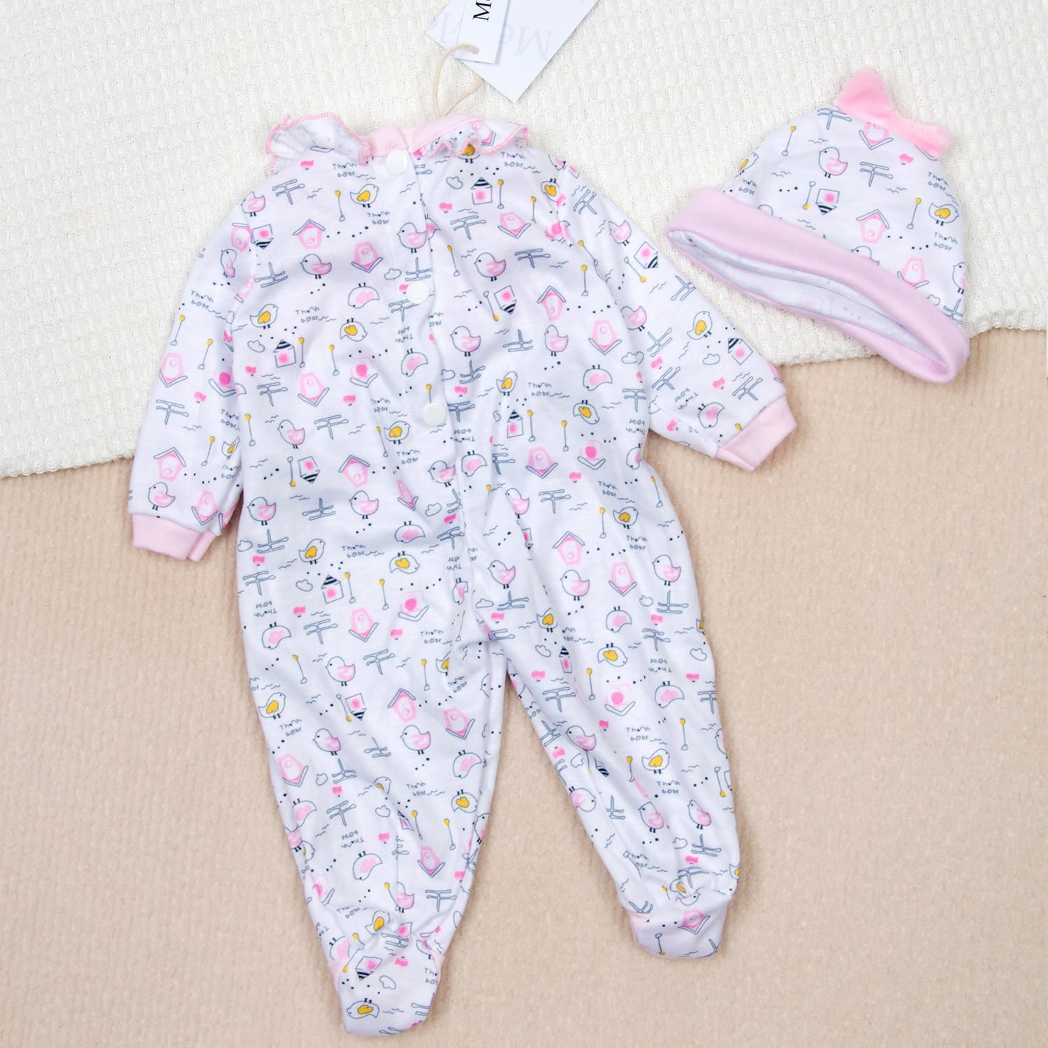 2 muñecas de bebé  Reborn para niñas, ropa de 16 a 18 pulgadas, muñeca recién nacida, traje rosa de 17 pulgadas con estampado de muñeca 6
