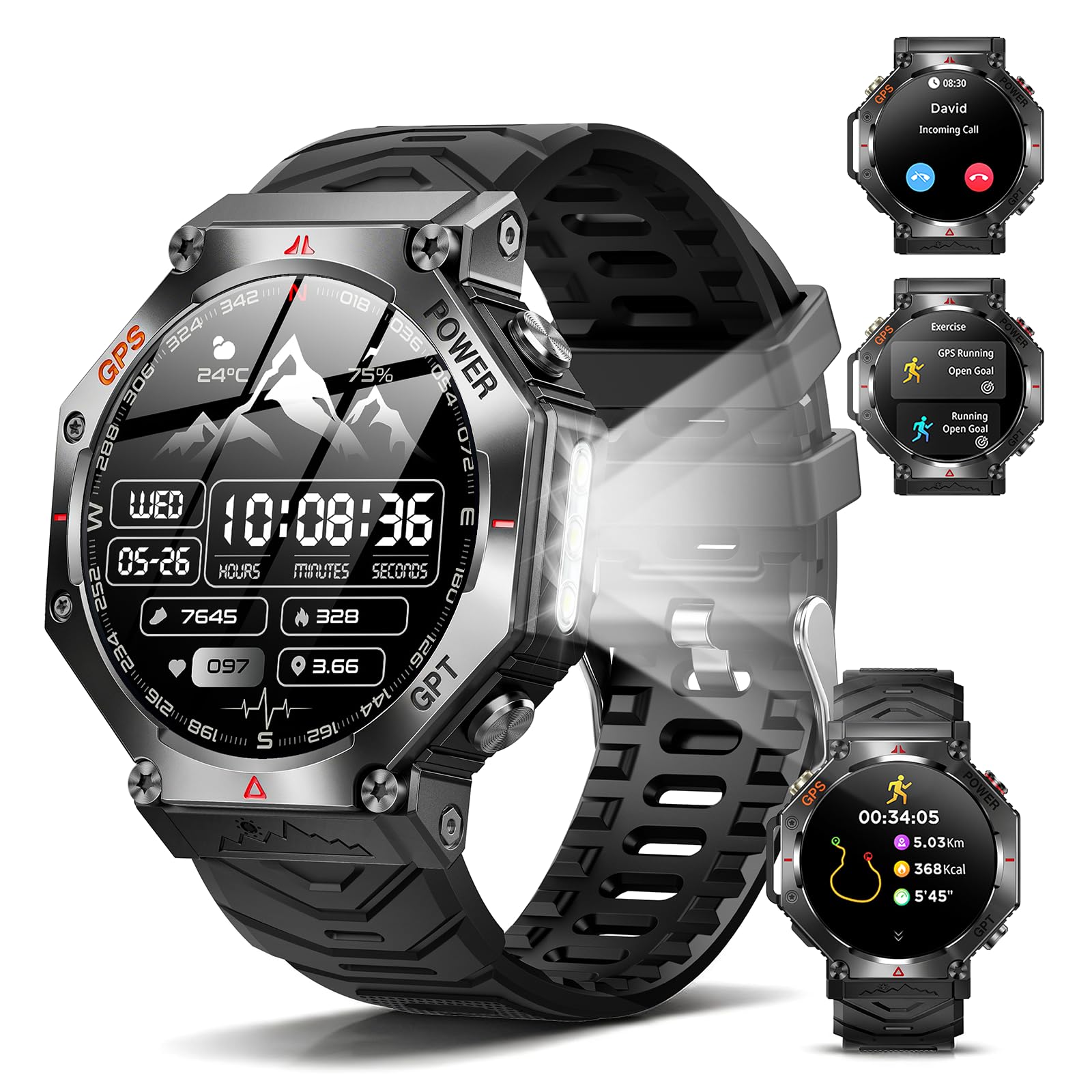 Reloj Inteligente Hombre GPS Integrado, 1.39'' Smartwatch para Android/iOS, Reloj Inteligente Impermeable con presión Arterial/Ritmo cardíaco/107 Modos Deportivos (Clásico)