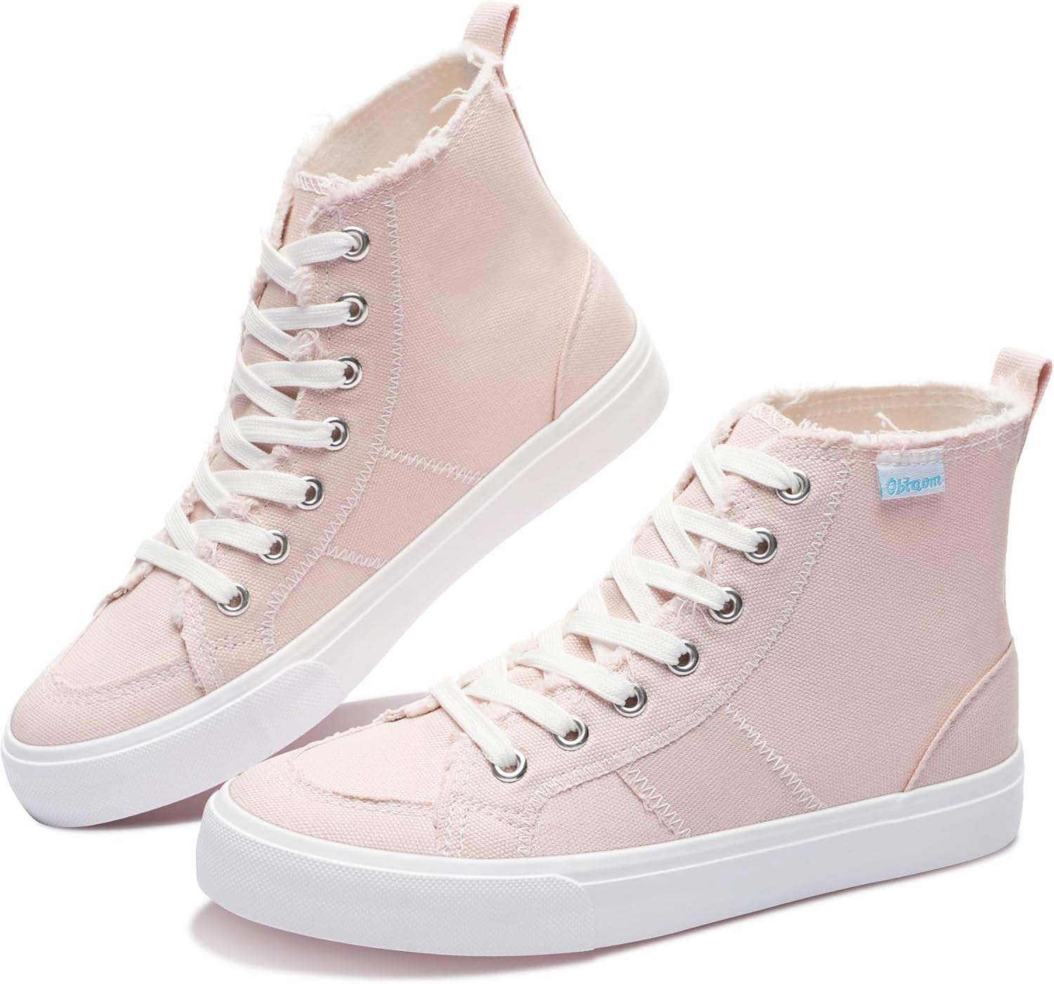 Obtaom Womens/Mens high top Canvas Shoes Play mid Calf Fashion Sneaker Casual lace up hi top Washed Canvas Shoes