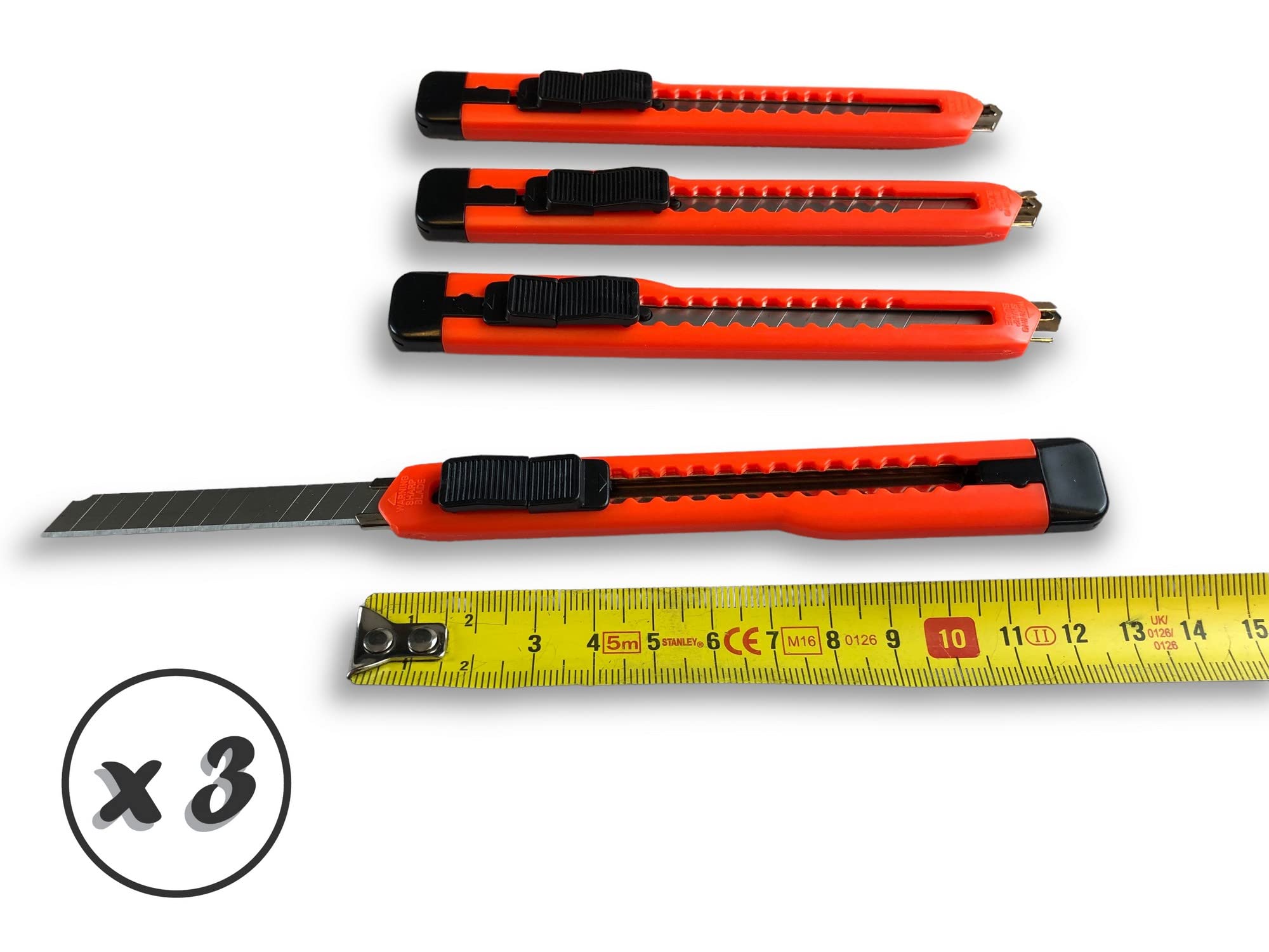 Kibros 3 lots de 4 cutters monture plastique lames sécables 9 mm orange