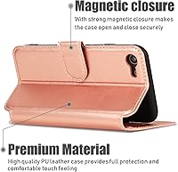 Vista 4 de QLTYPRI Funda para iPhone SE 2022 5G/SE 2020/8/7, Funda de cuero PU de primera calidad con ranuras para tarjetas, cierre magnético a prueba de Oro