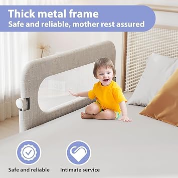 Toddler Bed Rail Guard for Baby - Toddlers Bed Rail for Queen Full King Twin Crib Bunk Size Bed Adjustable Heights & Foldable Portable Bedrail Extra Tall Child Safety Side Railing Guards for Kids48