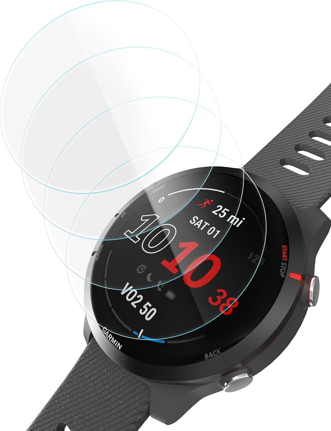 Sinoacc Screen Protector for Garmin Forerunner 255/255 Music 46mm (4 Pack) HD 9H Tempered Glass, Perfectly Fit, Anti-Bubble, Easy Installation
