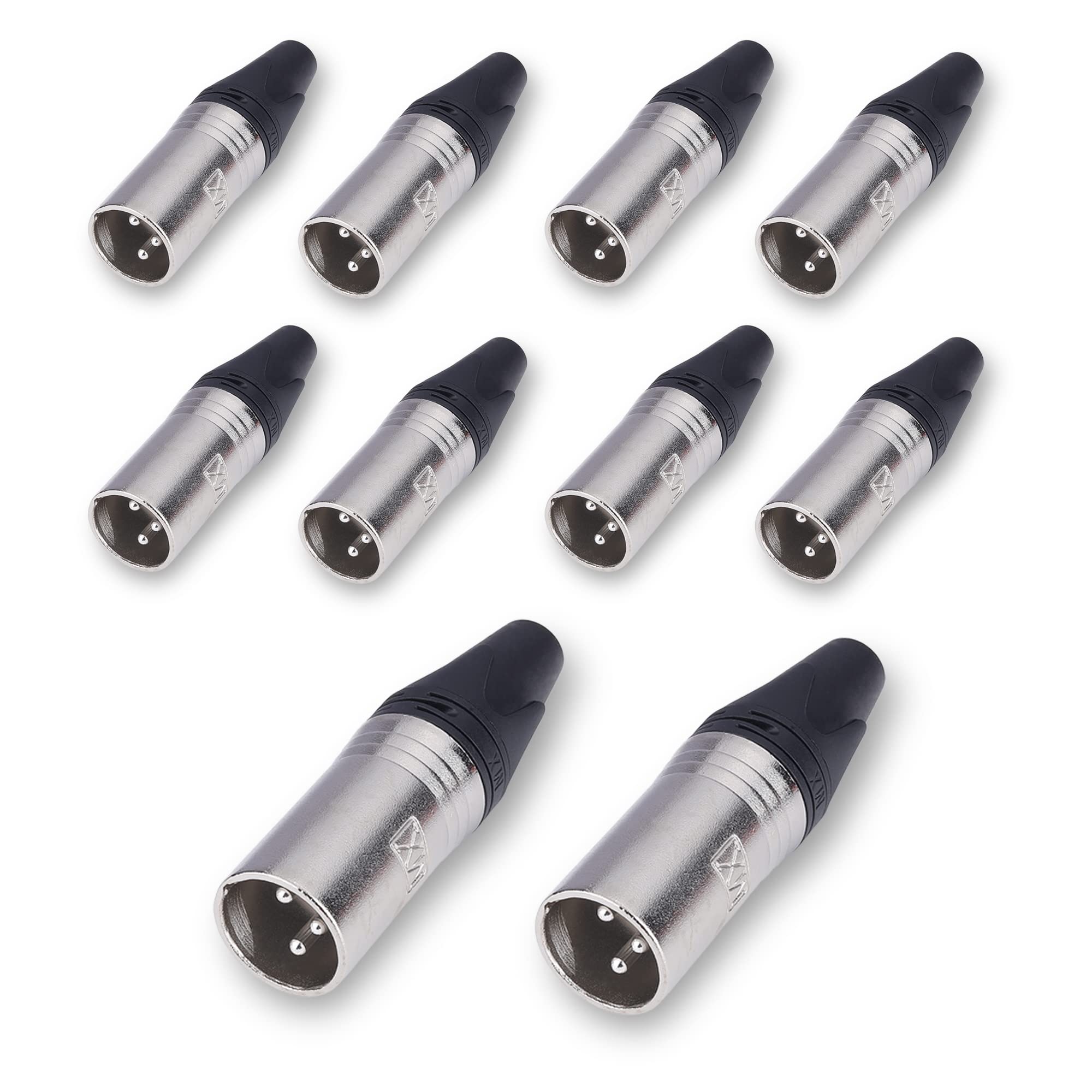 MX 3 Pin Mic Male Connector XLR Mc3Mxx Made of Pure Copper Nickel Plated XLR Pin for High Conductivity and Ultra-Low Noise (Metal End) Pack of 10-image-11