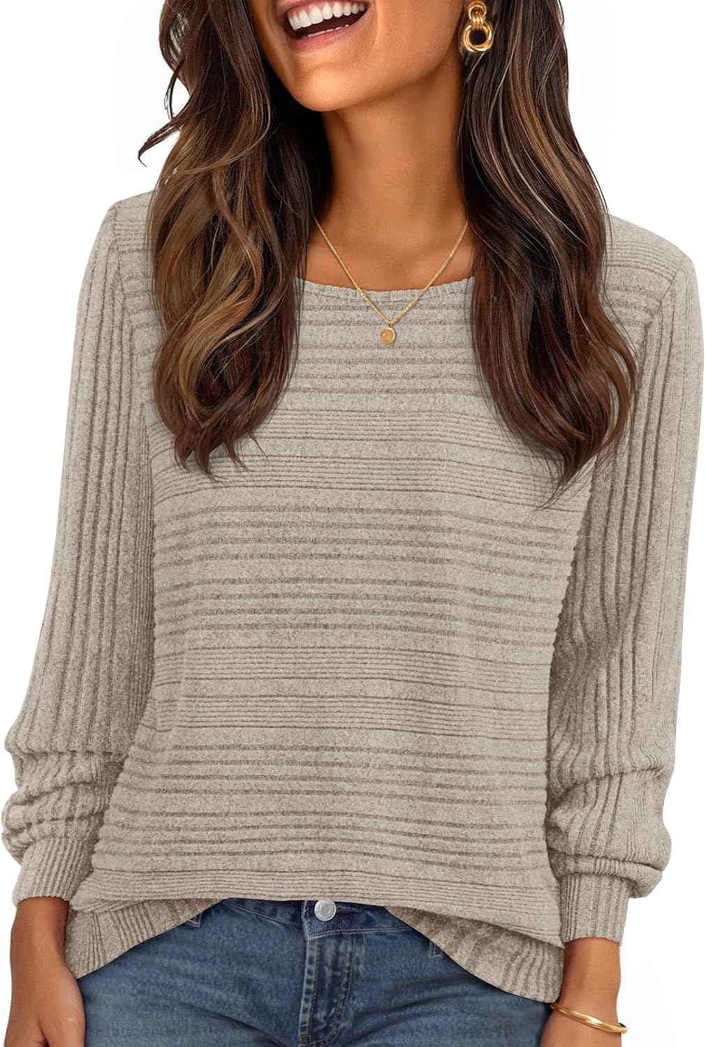 MEROKEETY Women's 2025 Fall Lightweight Sweater Shirt Long Sleeve Boat Neck Ribbed Knitted Tunic Pullover Tops