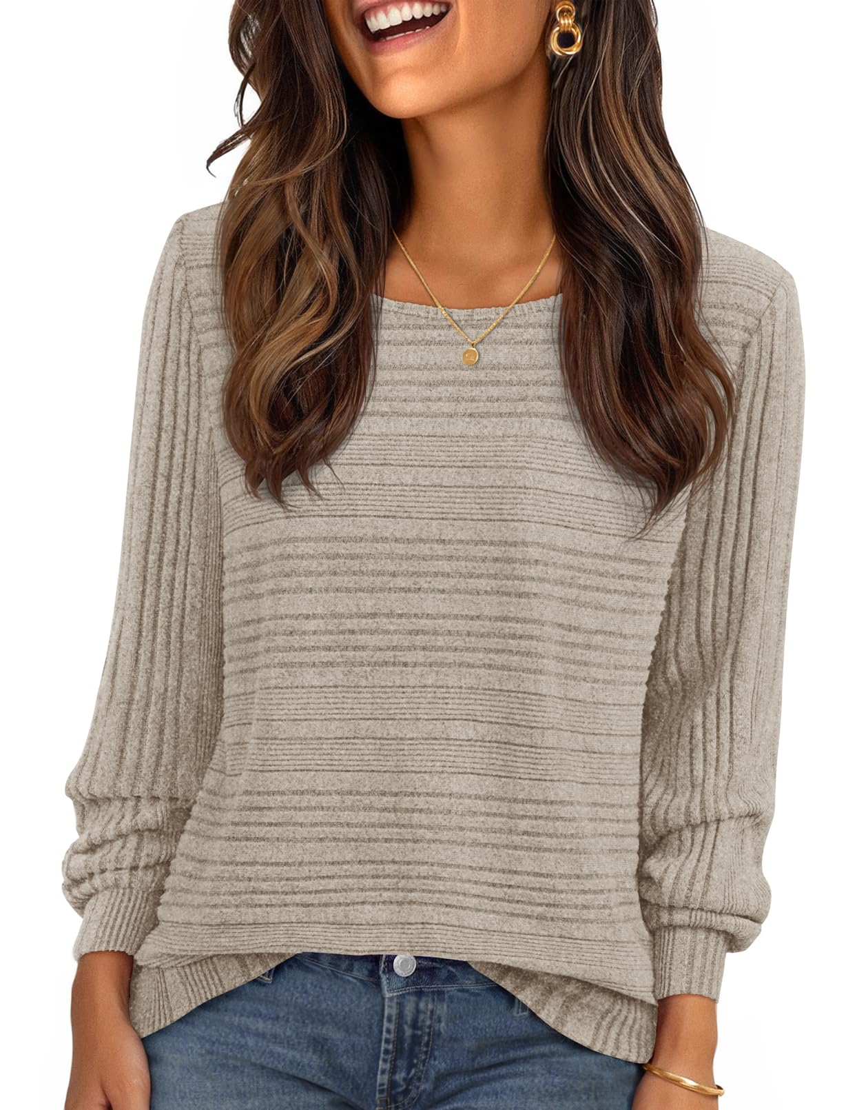 MEROKEETY Womens 2025 Fall Lightweight Sweater Shirt Long Sleeve Boat Neck Ribbed Knitted Tunic Pullover Tops