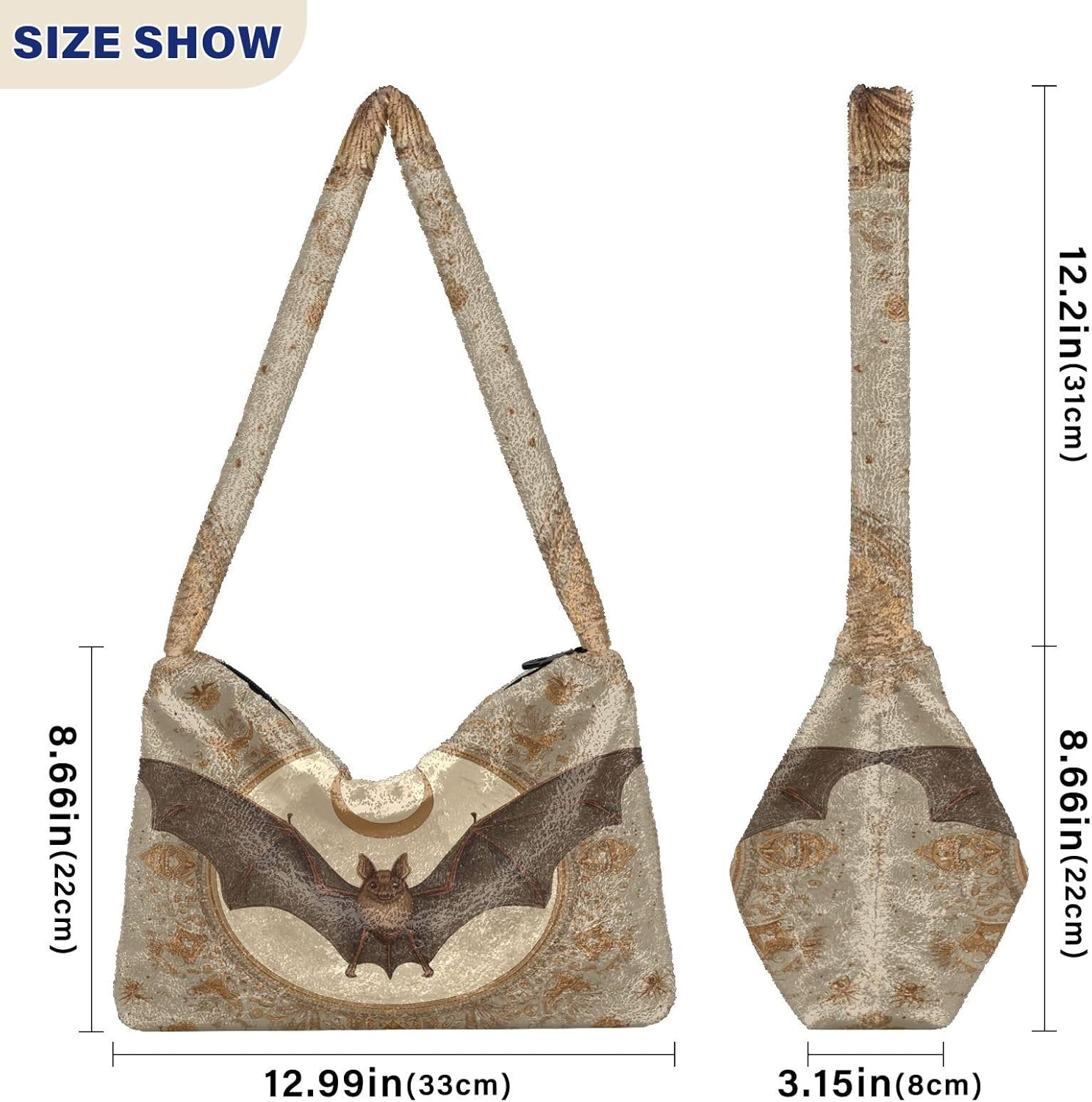 senya Plush Underarm Bag Christmas Snowflakes Fall Winter Tote Bag - Image 5