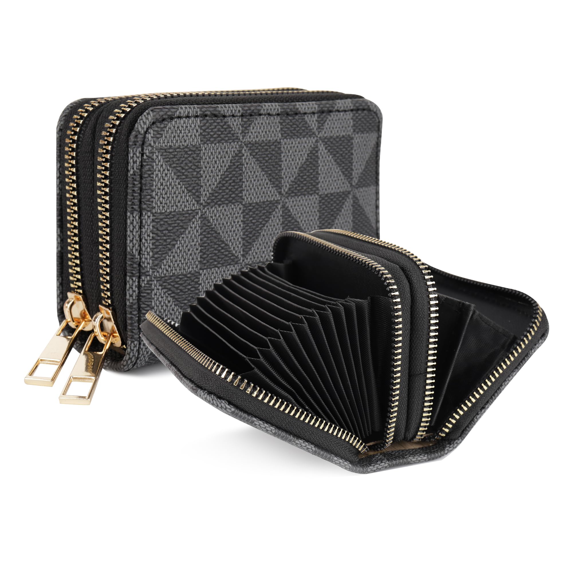 Porte-cartes de crédit Veki en cuir noir double couche chic - 8