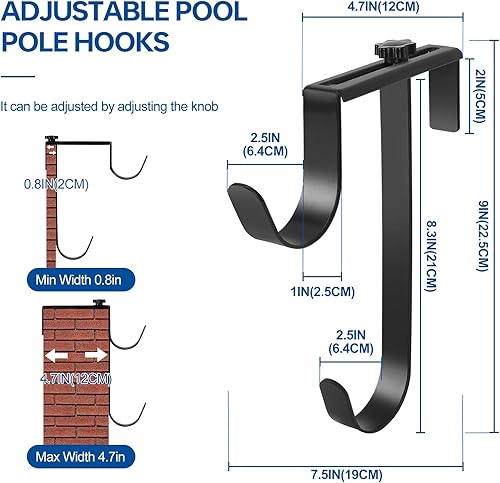 Miniatura 2 de 2 ganchos dobles para poste de piscina, colgador ajustable para poste de piscina, ganchos de metal para colgar herramientas de piscina, accesorios