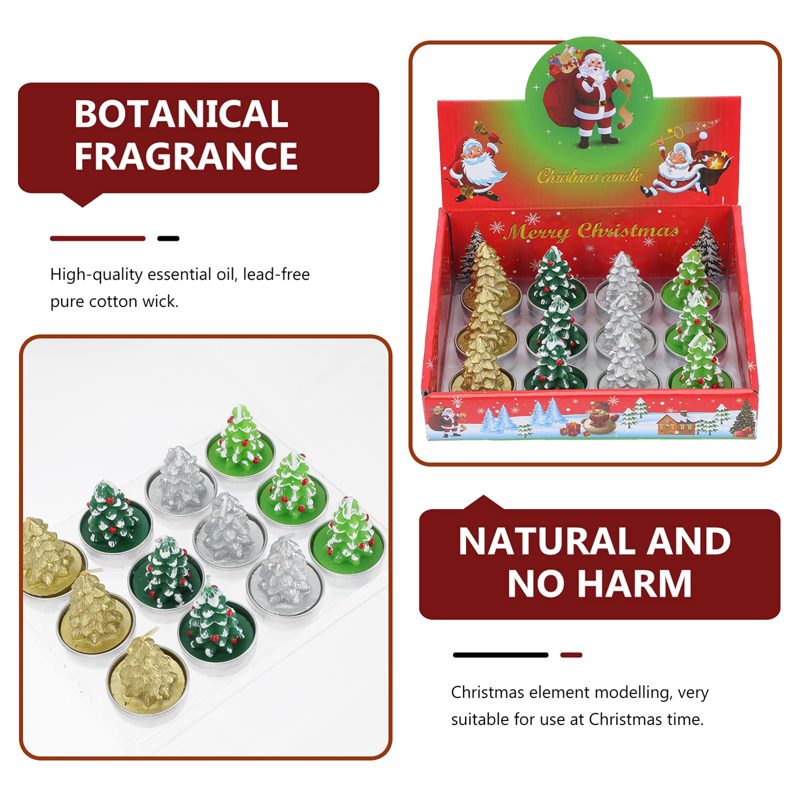 PRETYZOOM 12piezas Velas Navideñas Aromáticas Caja de Obsequio Decorativa para Fiestas Diseño de Árbol de Navidad para Decorar Fiestas de Navidad y Crear Ambiente Festivo