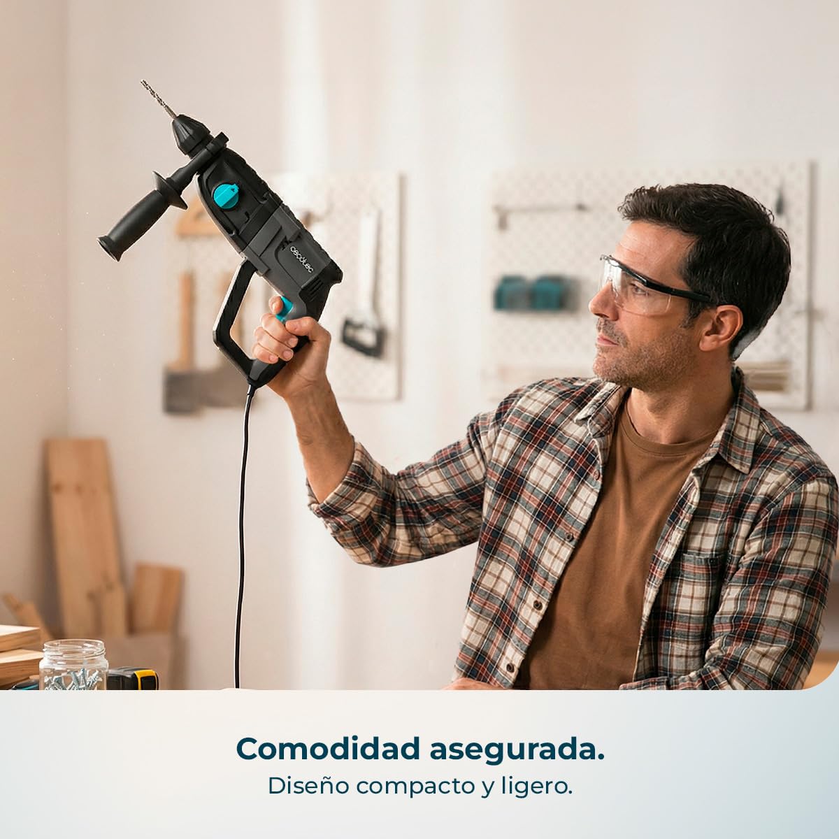 Cecotec Martillo Percutor SDS PowerForce 4000 Atomic. 800W, Energía de Impacto 3J, Función 3in1, Adaptador para Brocas Convencionales, Incluye Brocas y Cinceles, Cable de 3m, Maletín de Transporte