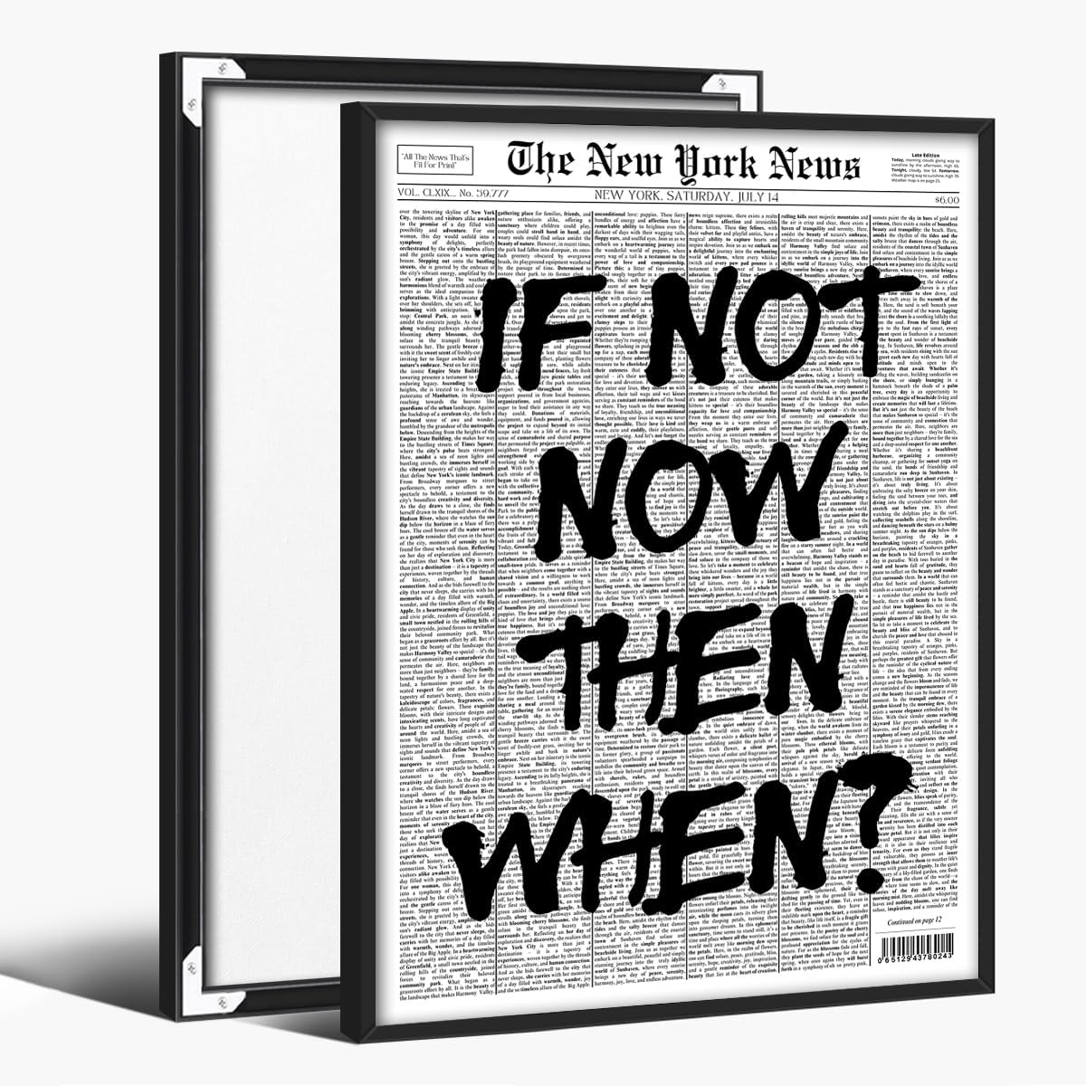 Positive Affirming Quotes Posters Black and White Wall Art If Not Now Then When Retro Apartment Bedroom Decor16x24inch Blackframed
