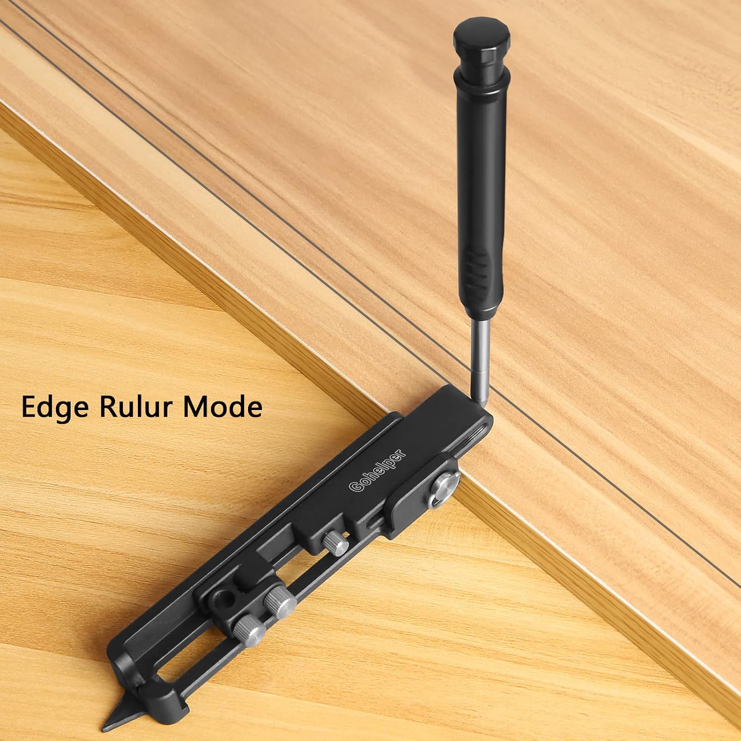 Gohelper Multi-function Scribing Tool Aluminum Alloy Scribe Tool with Deep Hole Pencil for Woodworking Compass Wood Shape Duplication Contour Gauge Scriber Line Marker Construction flooring corner