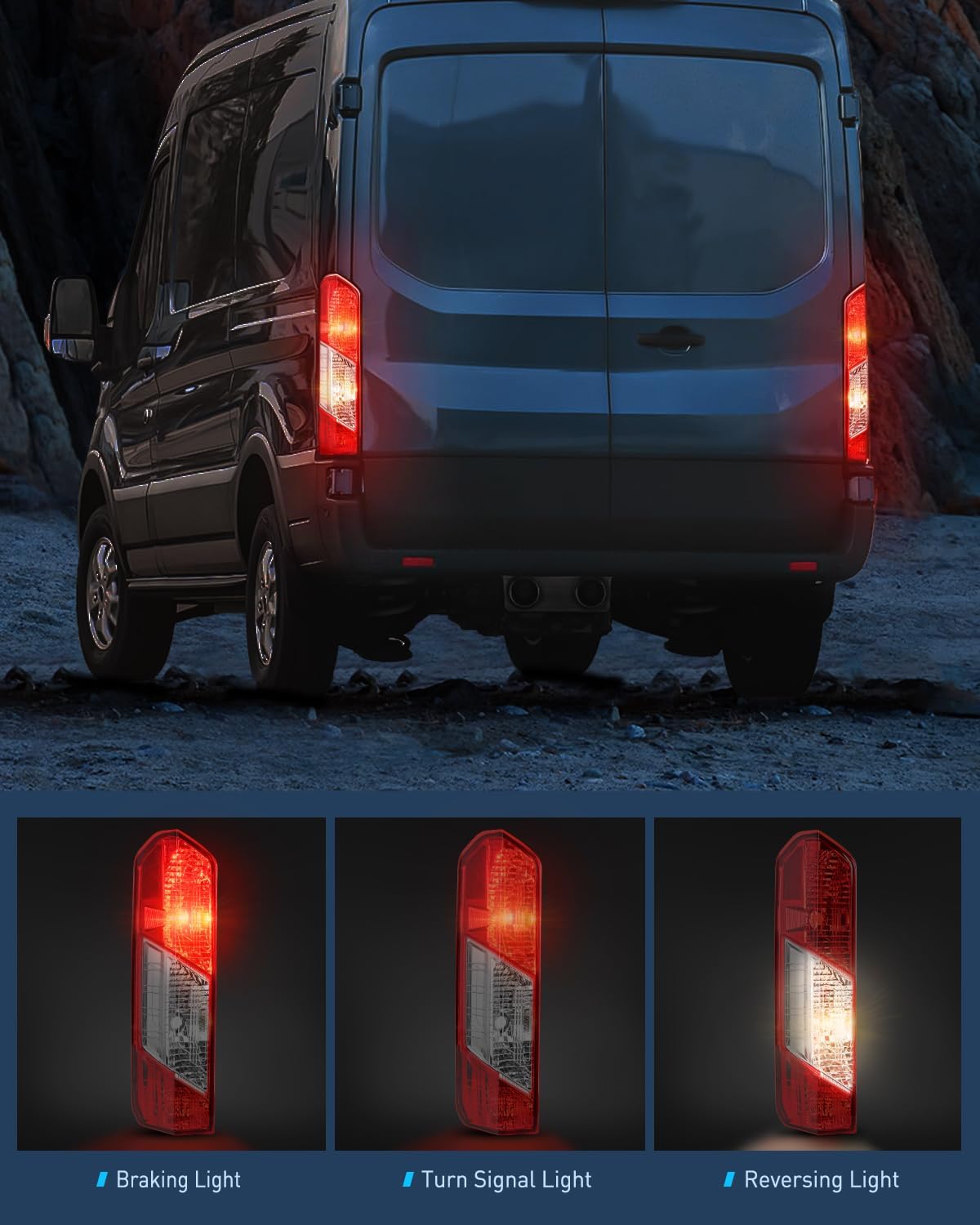 Nilight Taillight Assembly Compatible with 2015 2016 2017 2018 2019 2020 2021 2022 2023 Ford Transit 150 250 350 350HD Rear Lamp Replacement OE Style Driver Side and Passenger Side