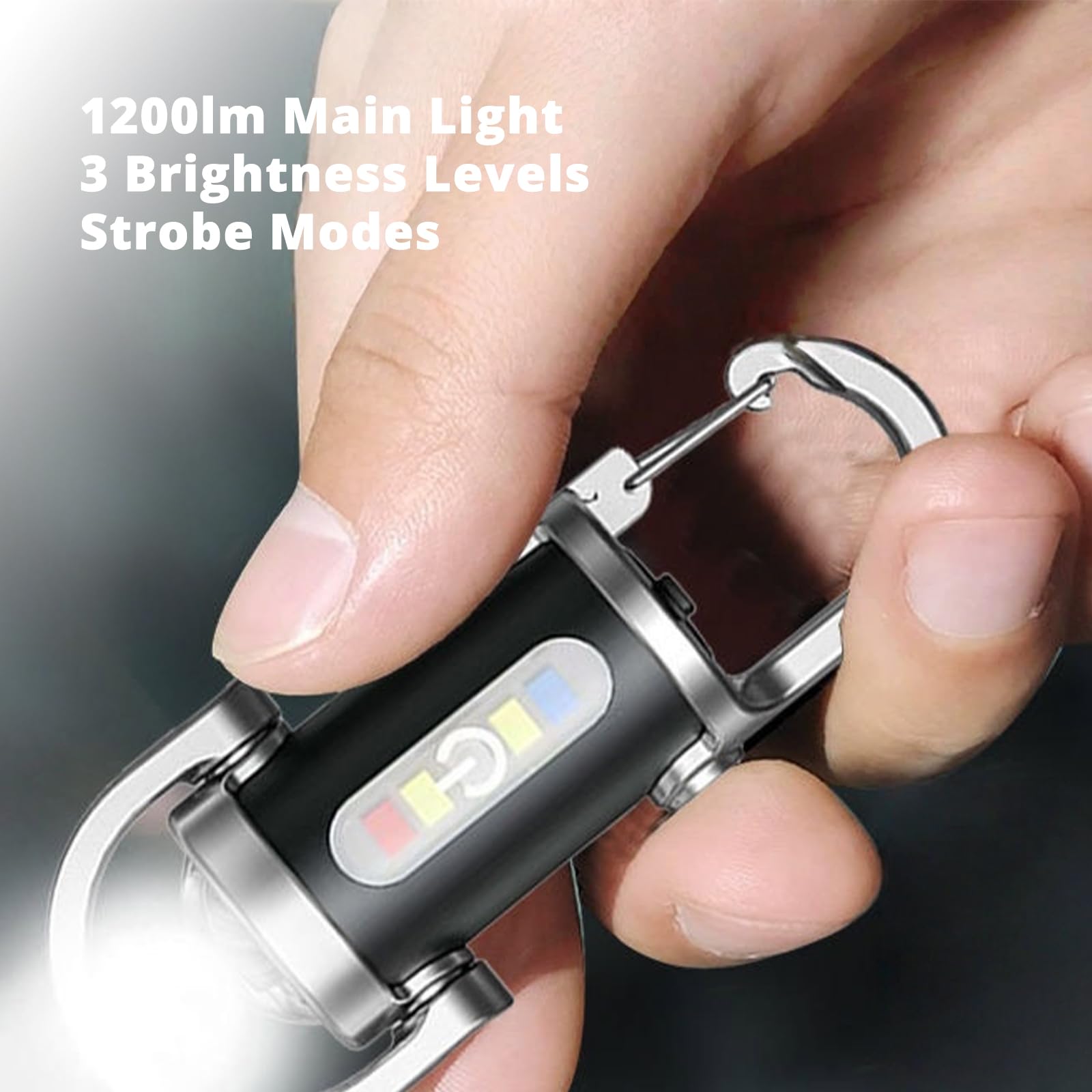 XINGBEI Maouira Lampe Torche Porte-Clés Mini - 1200 Lumens, Rechargeable, Étanche, 3 Modes Pour Randonnée, Vélo, Travail