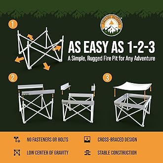 Pop-Up Fire Pit - Portable Outdoor Fire Pit and BBQ Grill | Packs Down Smaller than a Tent | Two Carrying Bags Included | X-Large Grilling Area (Fire Pit, Heat Shield, and Quad-Fold Grill Included)