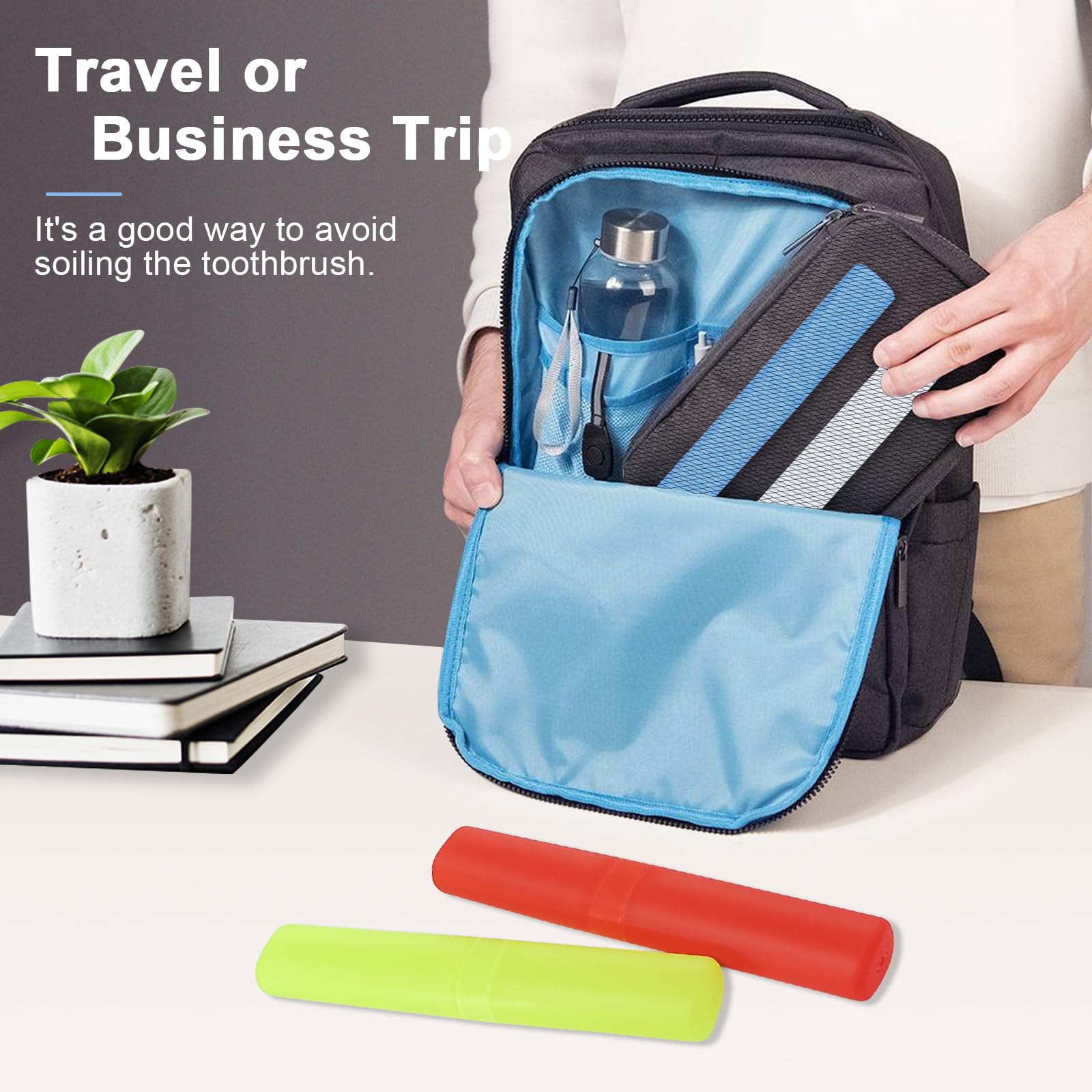Mulbozy Paquete de 4 fundas de cepillo de dientes portátiles de viaje, soporte de cepillo de dientes de plástico transpirable transparente para el hogar, viajes, negocios, camping, escuela