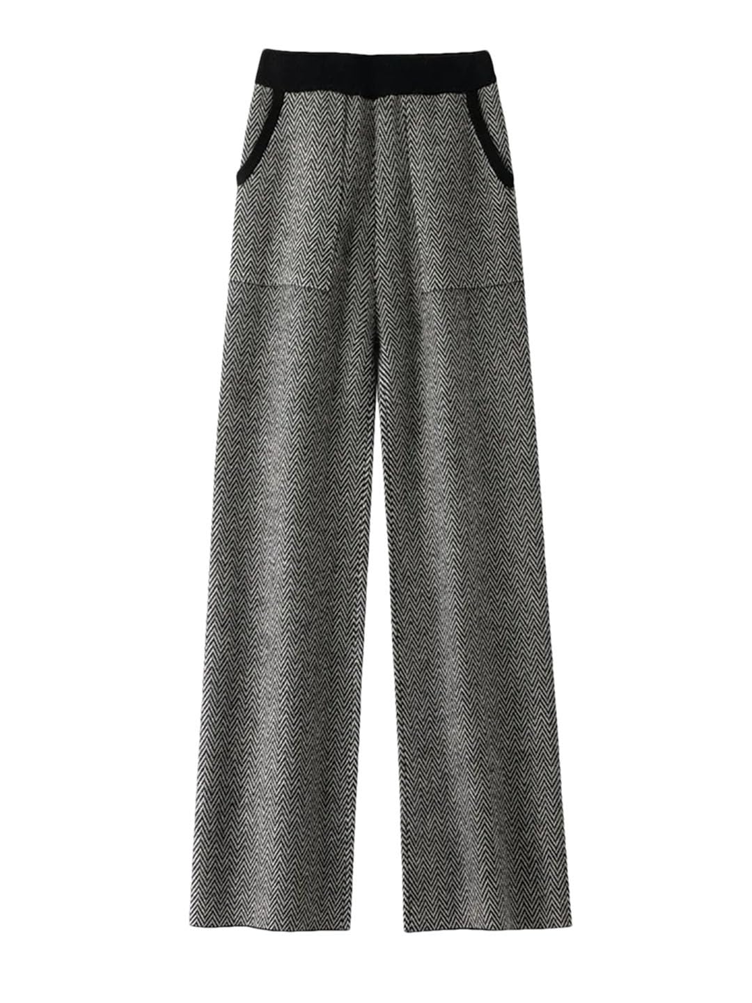 Women 100 Percent Wool Pants Classical Wide Leg Pants Knitted Trousers