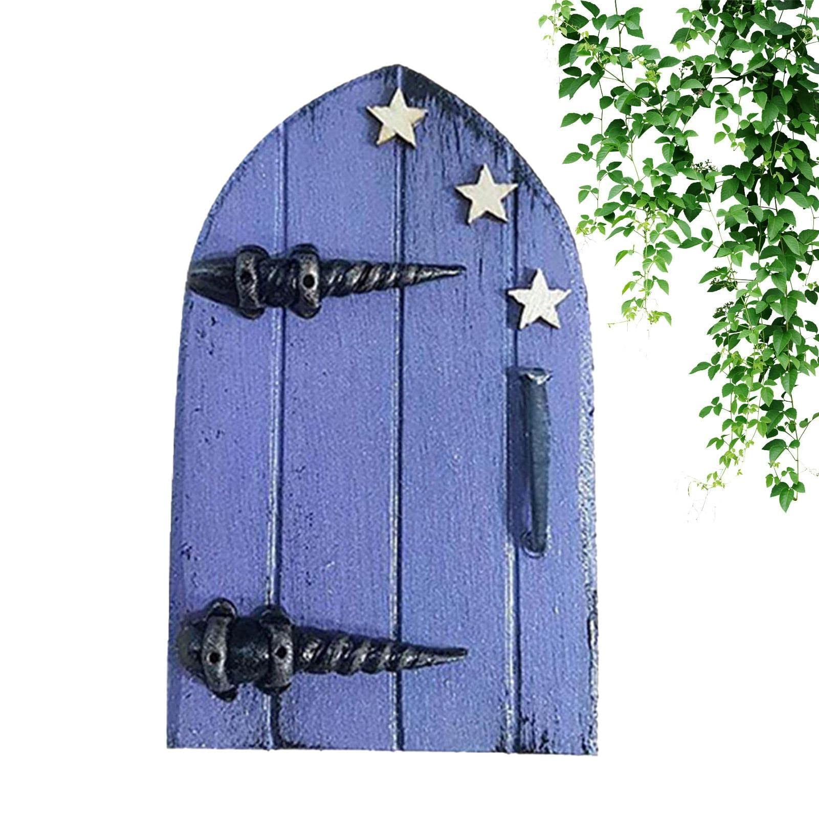2pcs Fairy Garden Door, Wooden Miniature Fairy Gnome Fairy Door,Yard Art Sculpture Decor for Kids Room Wall and Trees Fairy Garden Outdoor Accessories (Purple)