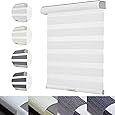 Joydeco Sheer Zebra Cordless Blinds for Indoor Windows,Privacy Light Filtering Dual Layer Roller Shades for Home Office Bedroom, (Off-White,52" W×75" H)