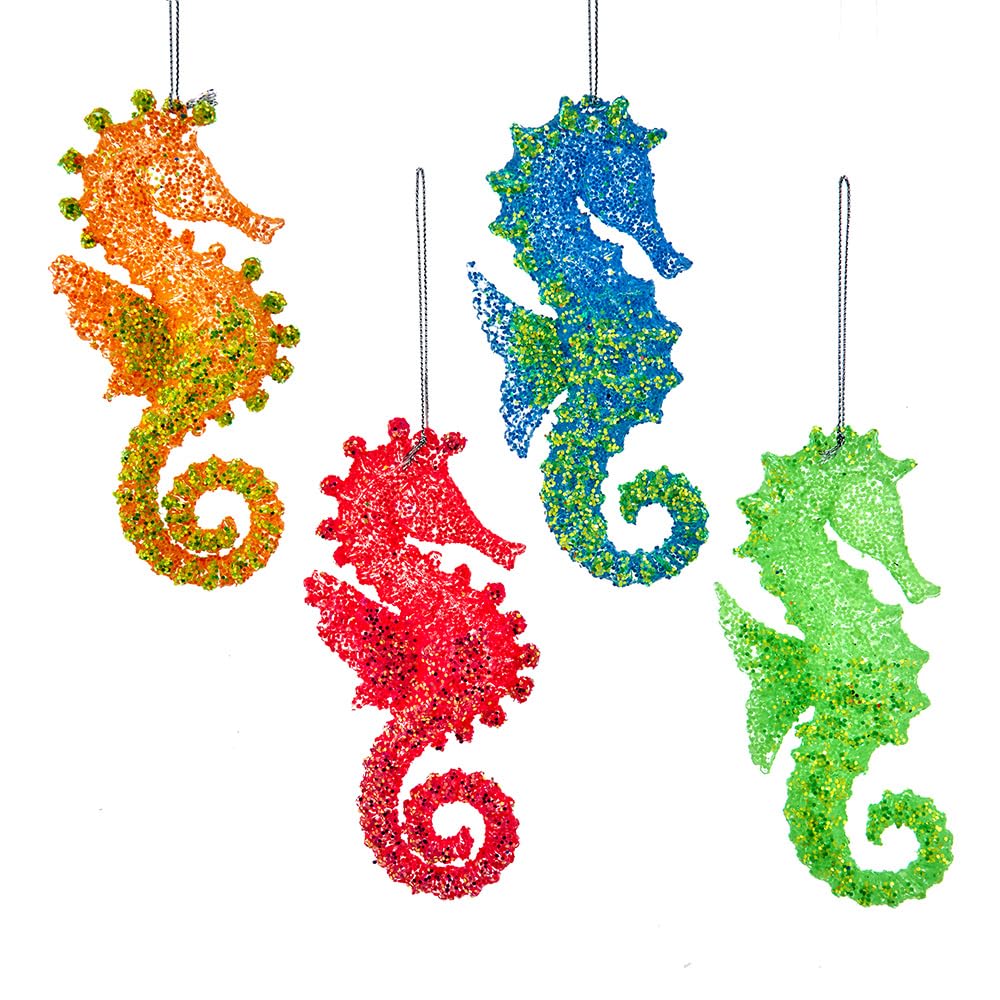 Kurt S. Adler Mulitcolor Kurt Adler Glow-In-The-Dark Seahorse Ornaments, Set Of 4
