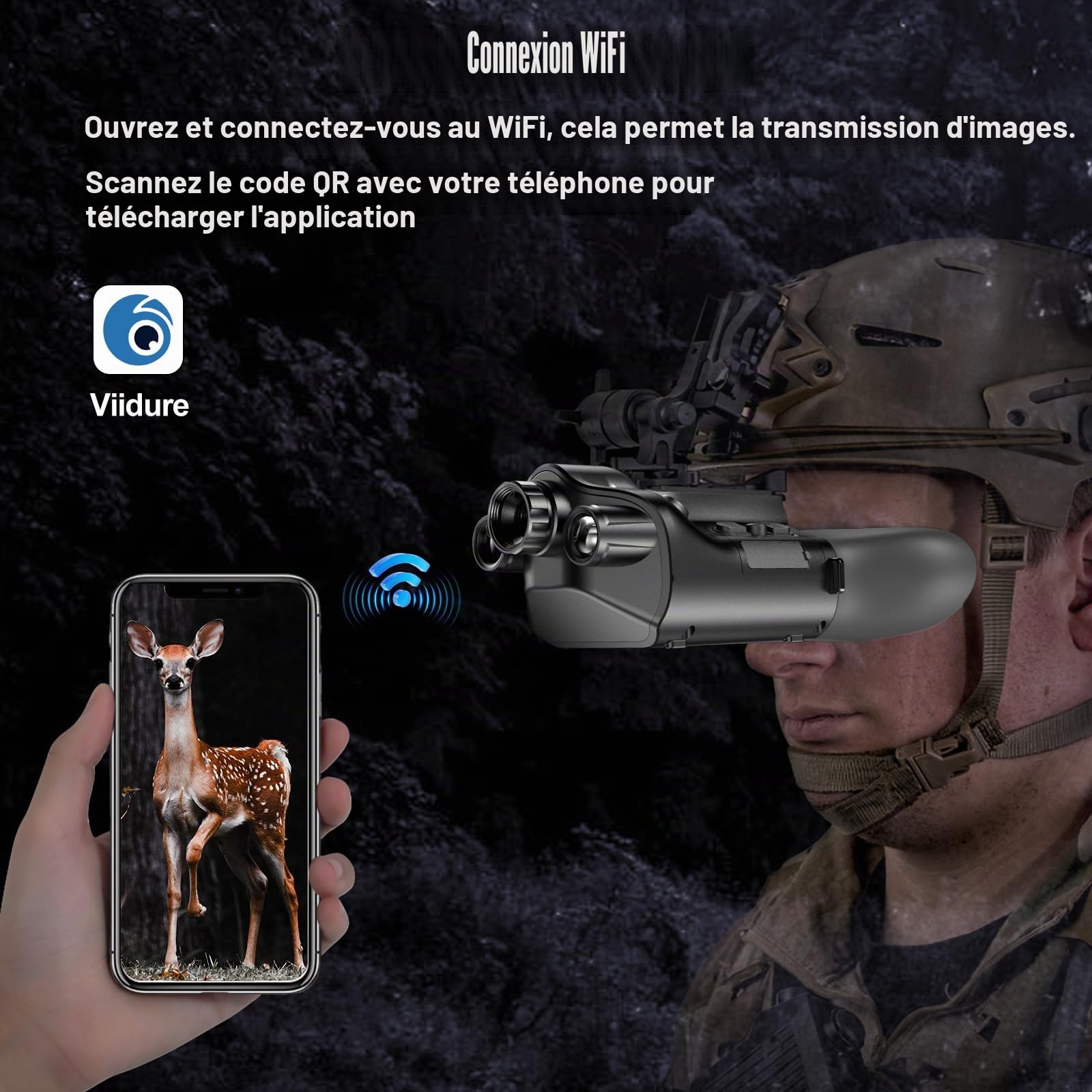4K Casque Jumelle Vision Nocturne avec Télémètre, Dowesyeen 6000mAh Rechargeable Lunette/Jumelles Adultes Puissante avec Vision Nocturne Infrarouge et Diurne pour Camping