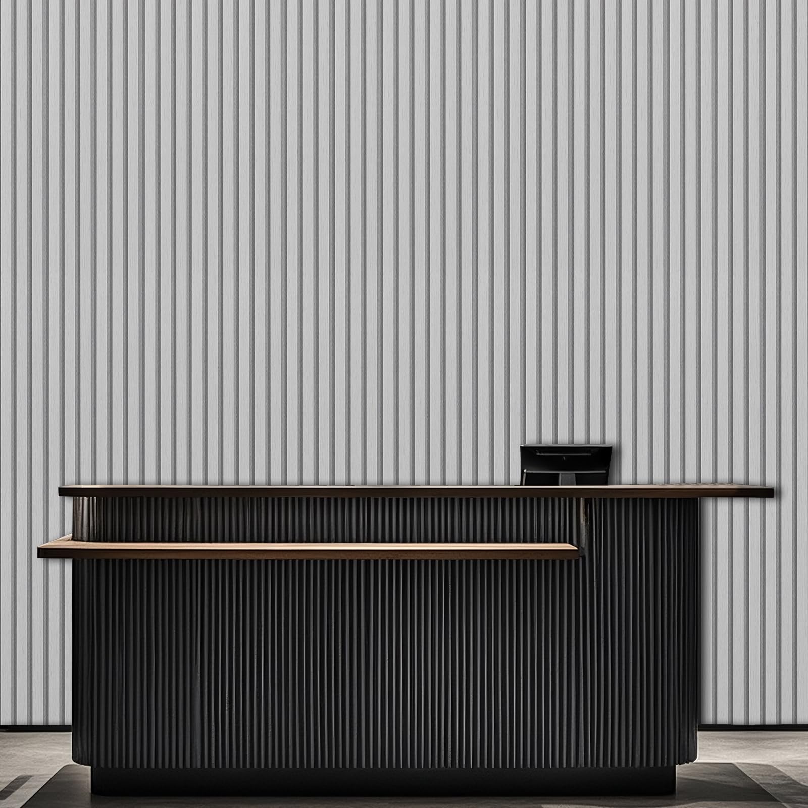 Tarwanear Wood Effect Wallpaper Wood Slat Wallpaper 10 Rolls(50.3m²) Light Grey Wooden Slat Effect Wall Paper Natural Wooden Slatted Roll for Living Room Bedroom Office Front Desk Feature Wall — image 1