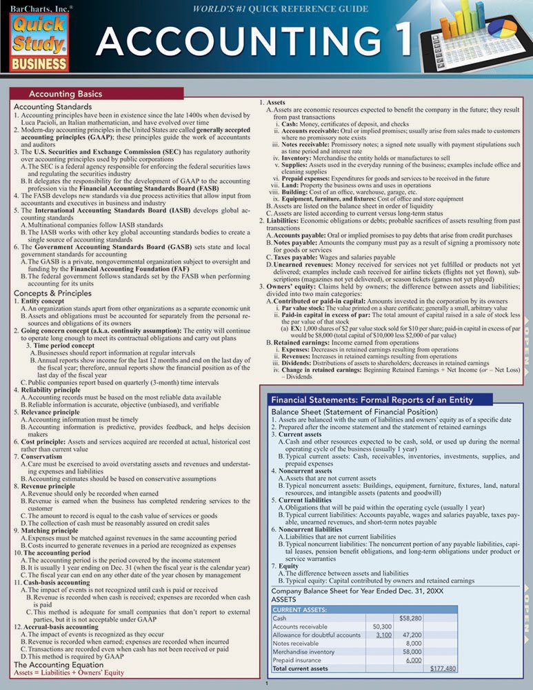 Accounting 1 QuickStudy Laminated Reference Guide (QuickStudy Business) Pamphlet – December 31, 2013