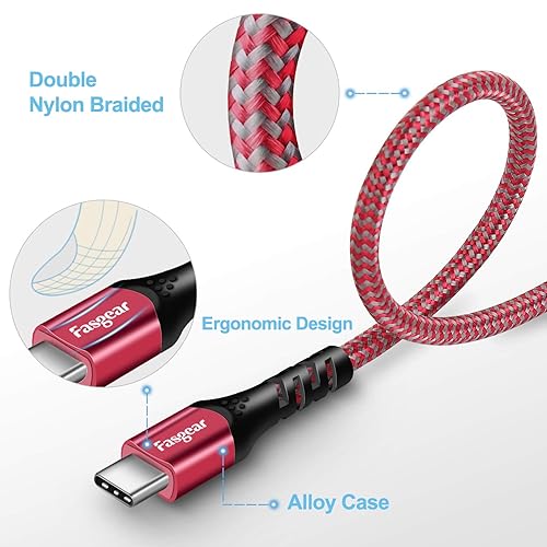 Miniatura 7 de Fasgear Cable USB C a USB C, 1 paquete de 10 pies USB 3.1 tipo C Gen 2 cable de carga rápida para Macbook Pro 2019, 100 W 20 V5 A, transferencia de