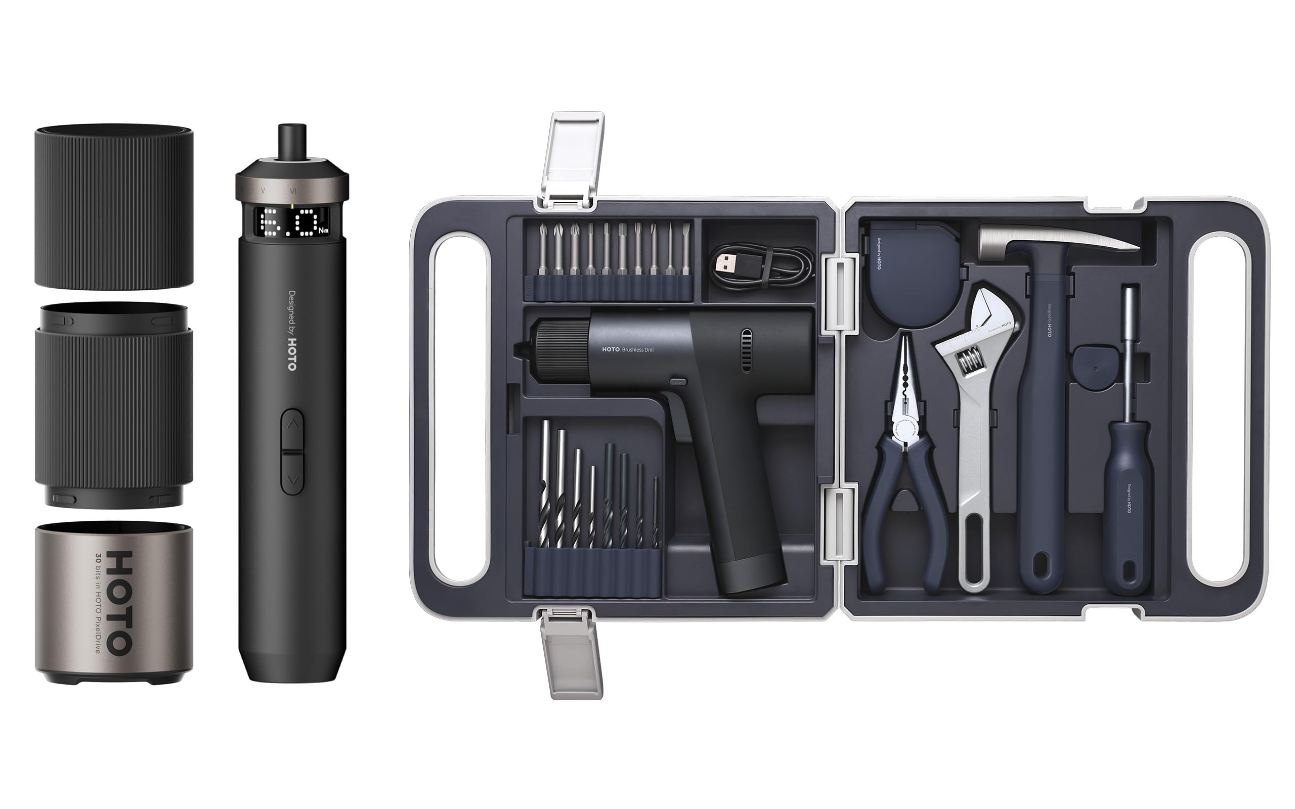 HOTO PixelDrive Electric Screwdriver Cordless Brushless Drill Tool Set