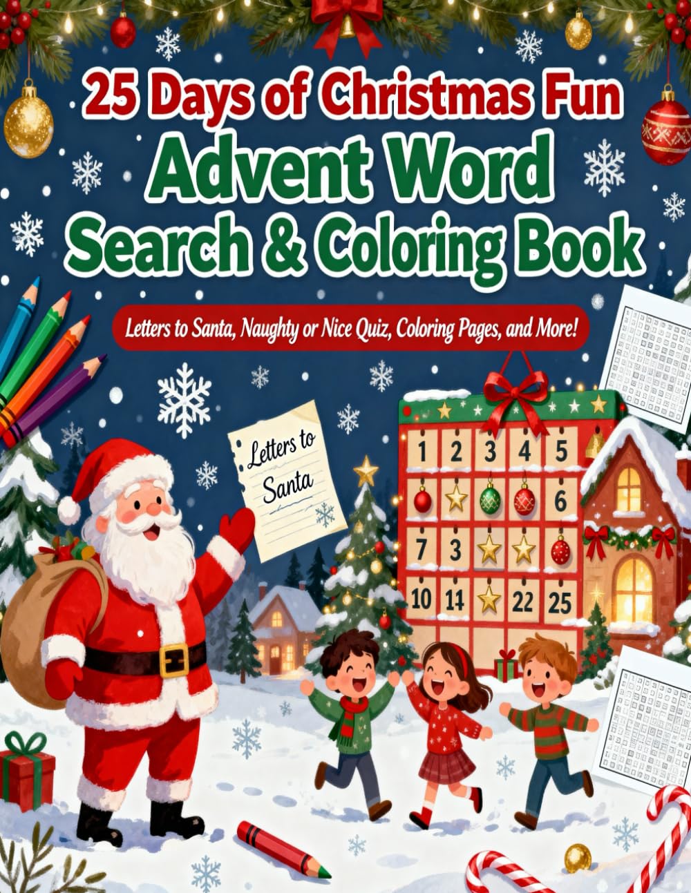 Christmas Advent word search and coloring book