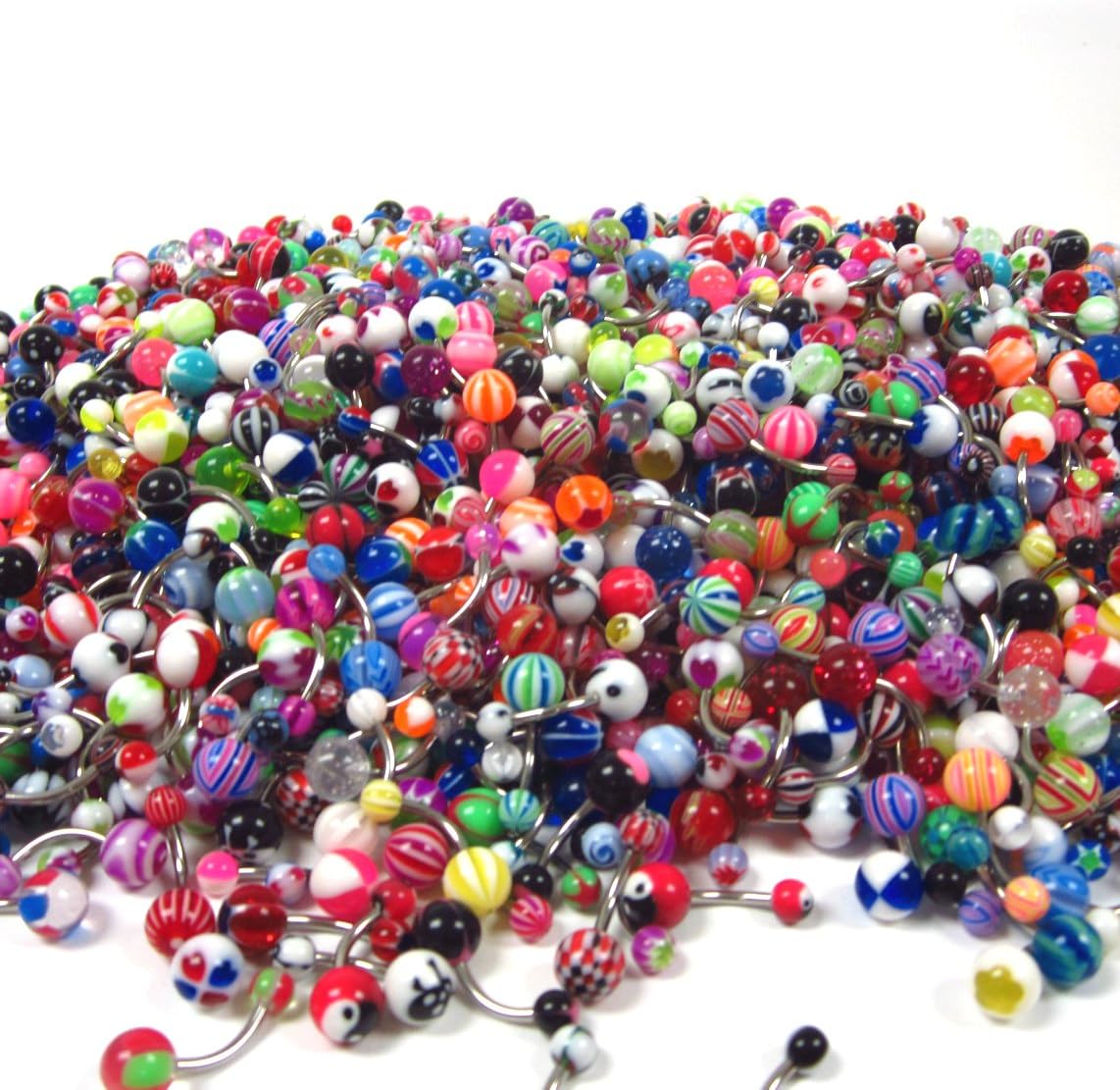 Belly Rings Lot of 50 Assorted Navel Rings 14 Gauge 316L Surgical Stainless Steel Navel Rings