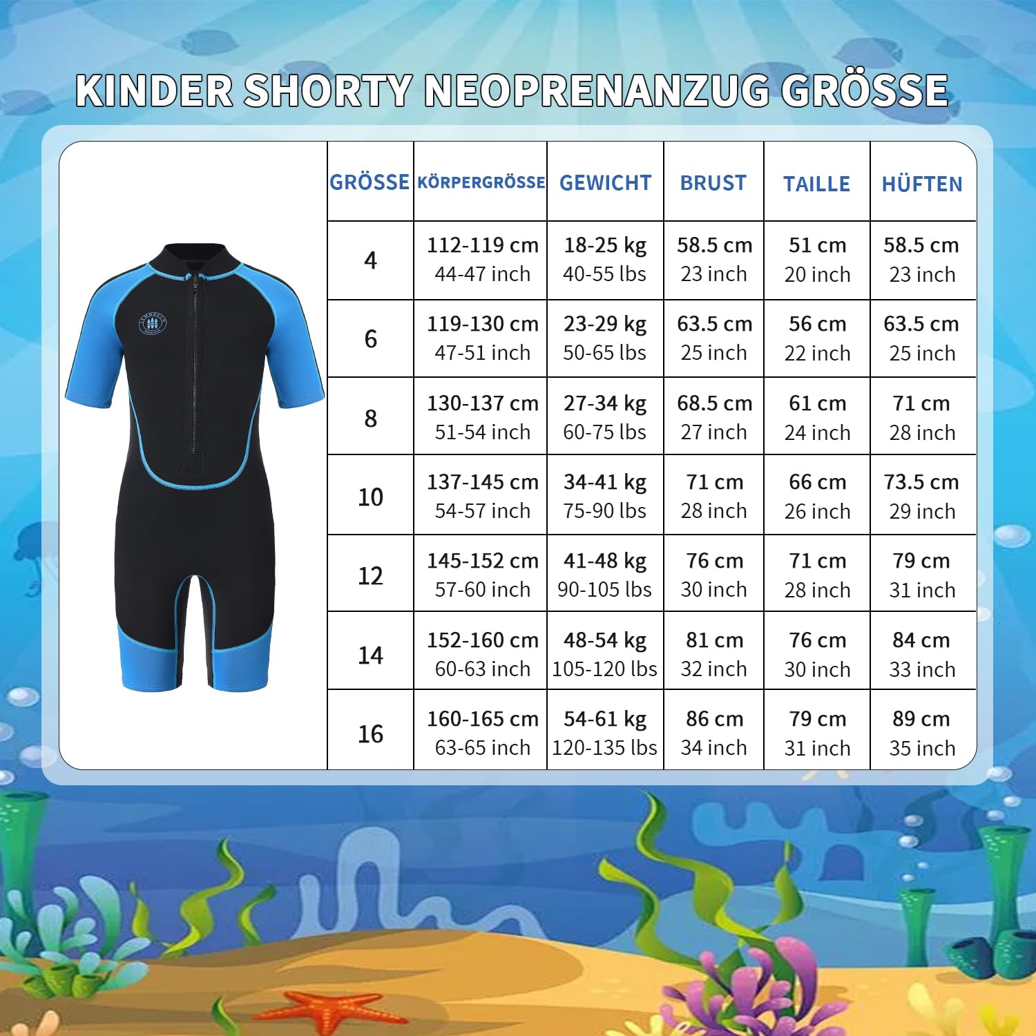 Lemorecn 2,5mm Kinder Shorty Neoprenanzug für Jungen Mädchen