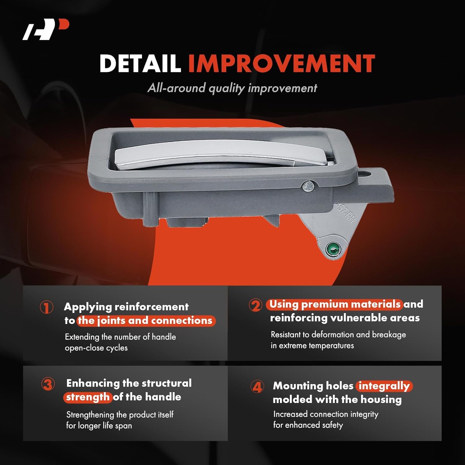A-Premium Front or Rear Right Passenger Side Interior Door Handle Compatible with Dodge Durango 2004-2009, Dakota 2005-2010 & Chrysler Aspen 2007-2009 & Mitsubishi Raider 2006-2009, Silver Lever